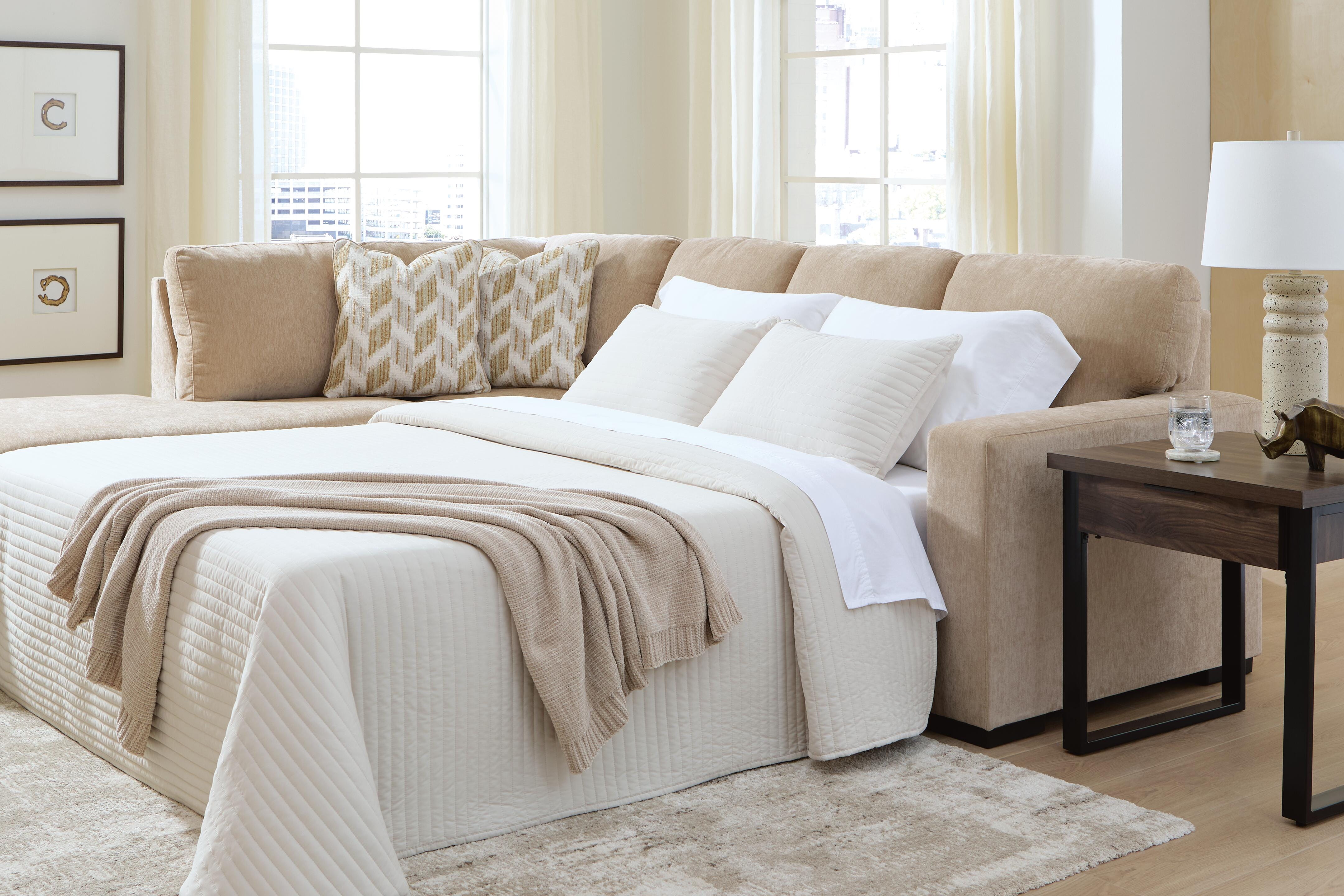 Best Deals Furniture - Ashley Furniture - Bridgepoint 2-Piece Sleeper Sectional with Chaise - RAF 2-Piece Sleeper Sectional with Chaise / Almond - PC69507S4
