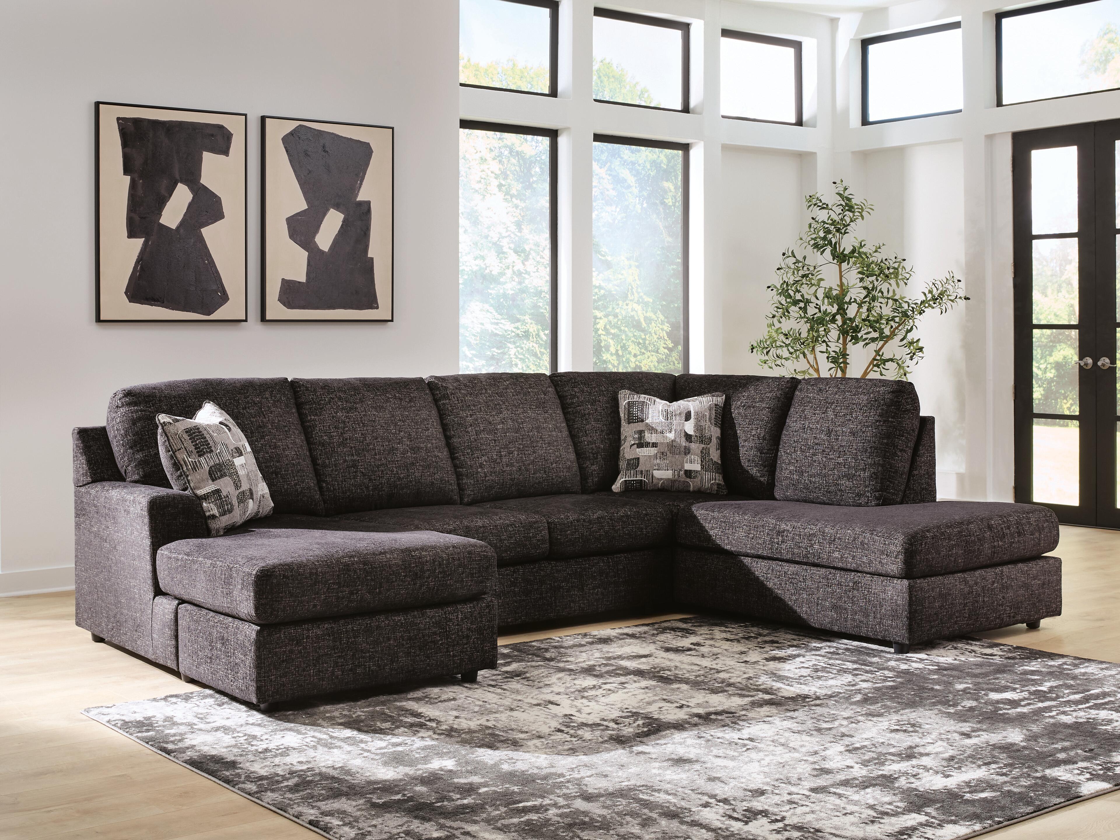 Best Deals Furniture - Ashley Furniture - Lentiz 2-Piece Sectional with Chaise - LAF 2-Piece Sectional with Chaise / Onyx - PC73404S2