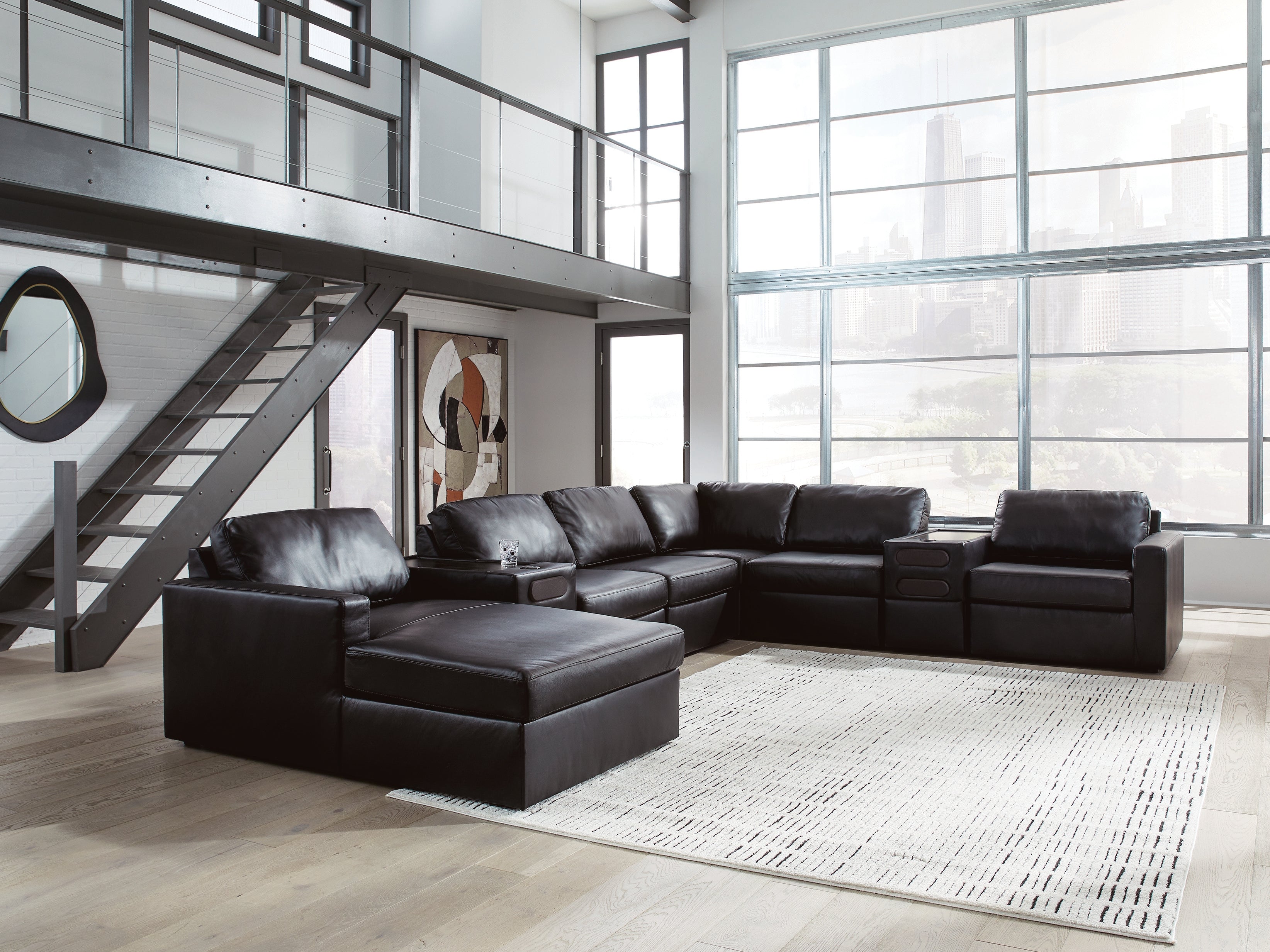 Best Deals Furniture - Ashley Furniture - ModMax II 8-Piece Sectional with Chaise and Audio Consoles - RAF 8-Piece Sectional with Chaise and Audio Consoles - 74305S47