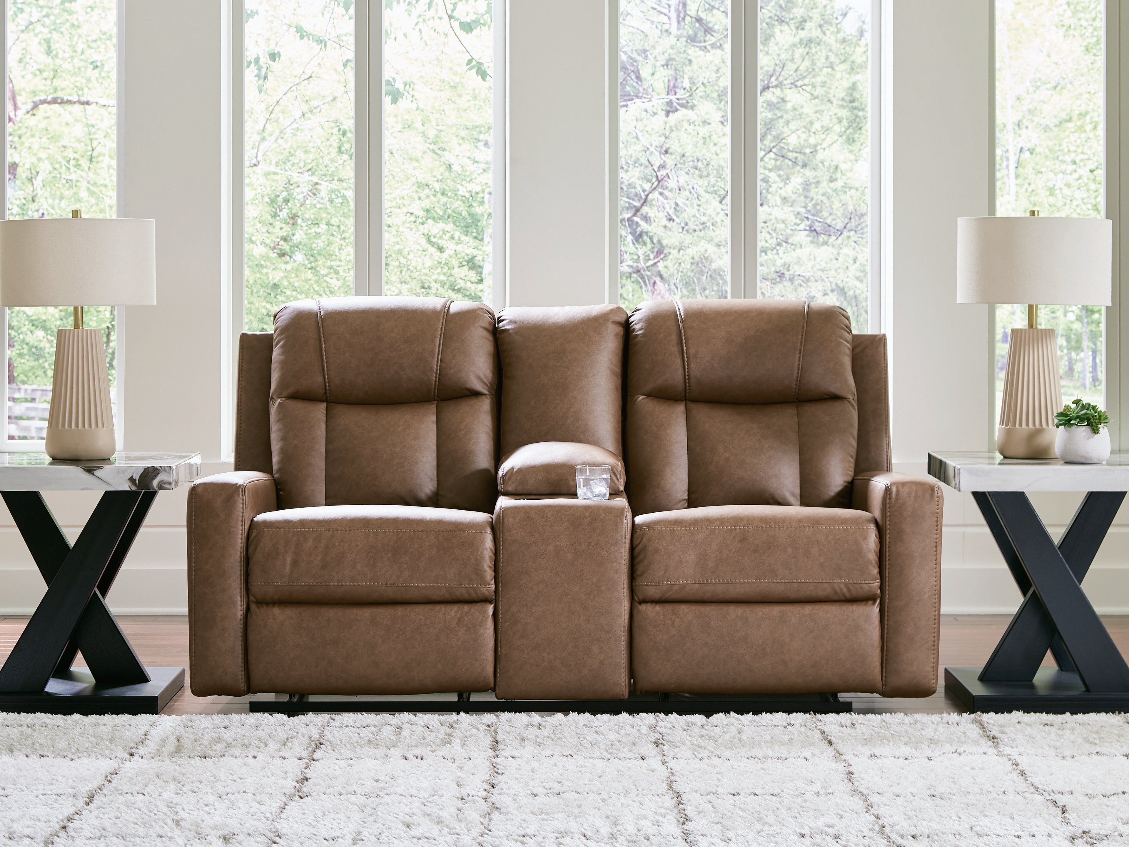 Best Deals Furniture - Ashley Furniture - Mackmenville Reclining Loveseat with Console - DBL Rec Loveseat w/Console / Caramel - 7471494
