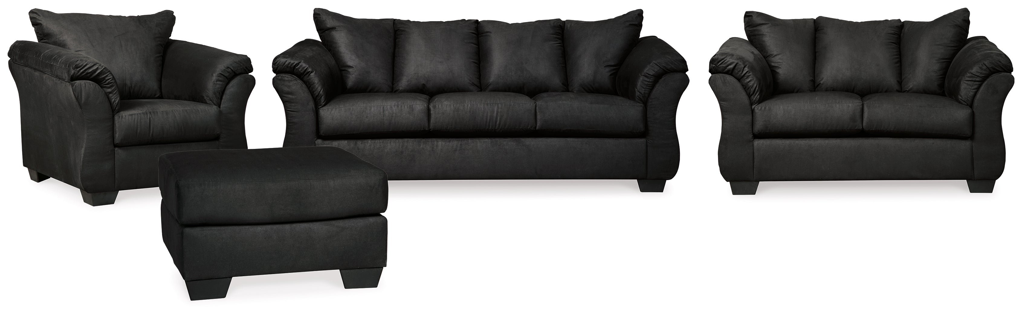 Best Deals Furniture - Ashley Furniture - Darcy Sofa, Loveseat, Chair and Ottoman - Sofa, Loveseat, Chair and Ottoman / Black - 75008U8