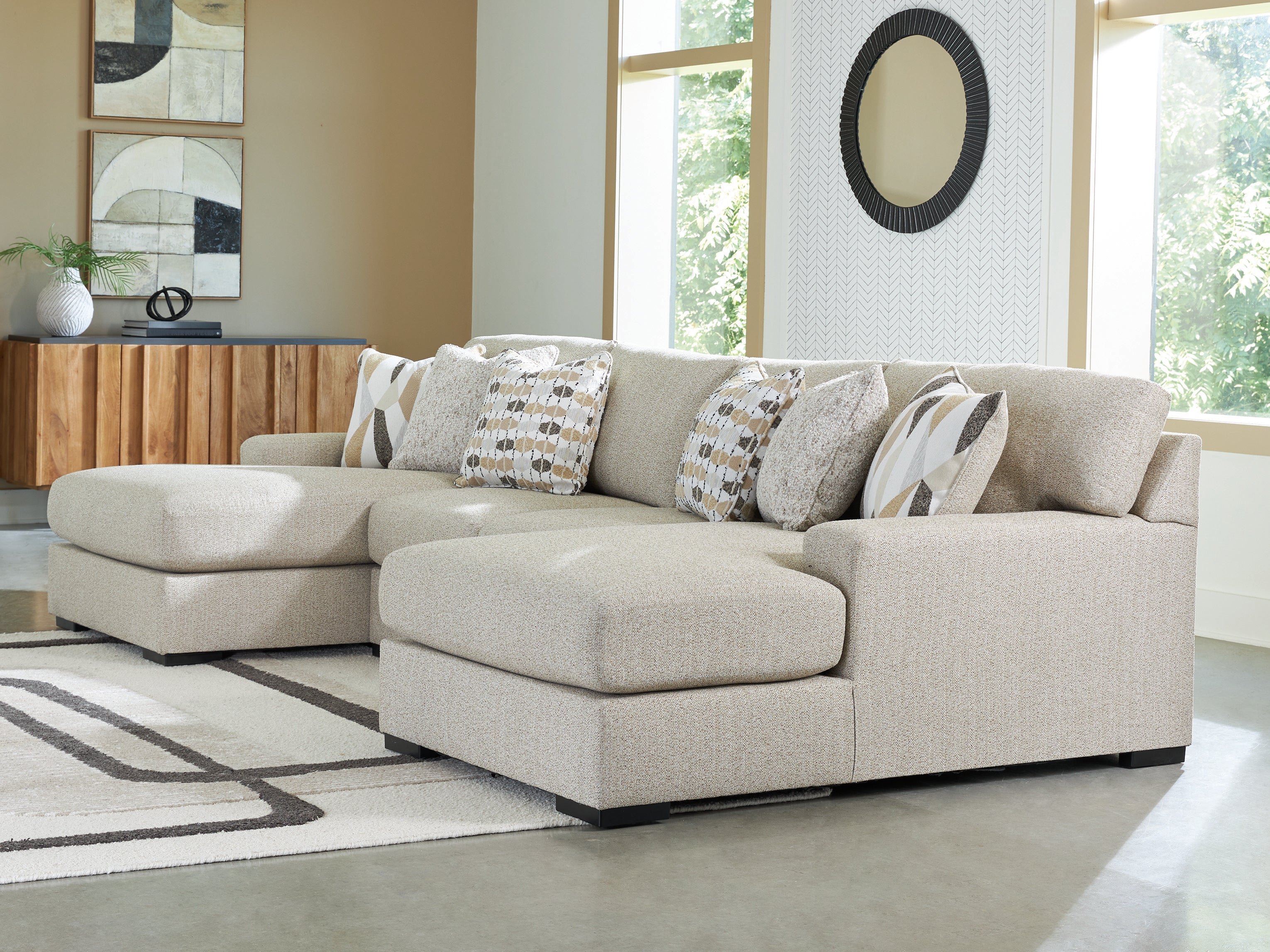 Best Deals Furniture - Ashley Furniture - Laurelgrove Sectional - RAF 3-Piece Double Chaise Sectional / Pebble - 75105S7