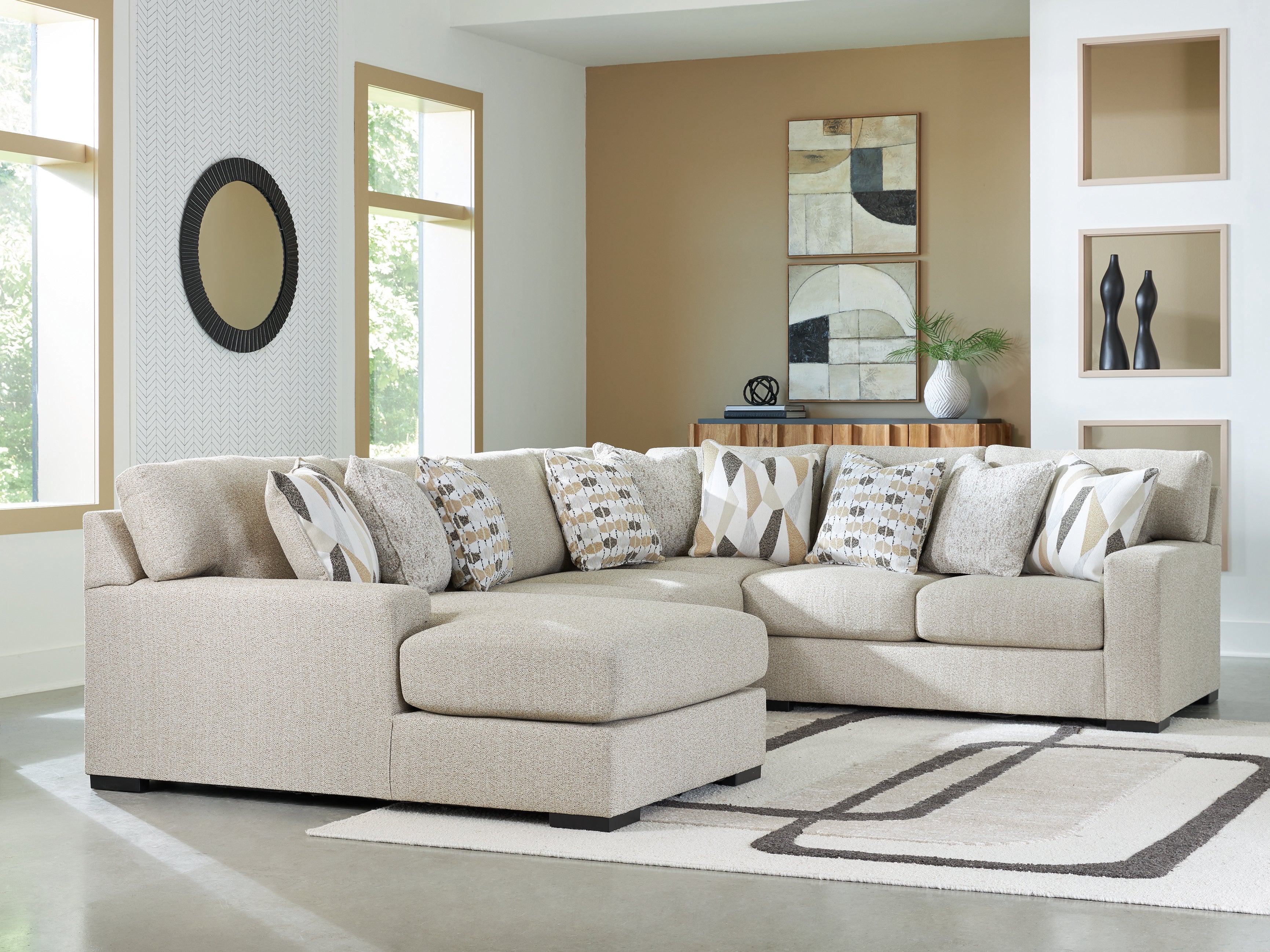 Best Deals Furniture - Ashley Furniture - Laurelgrove 4-Piece Sectional with Chaise - RAF 4-Piece Sectional with Chaise / Pebble - 75105S1