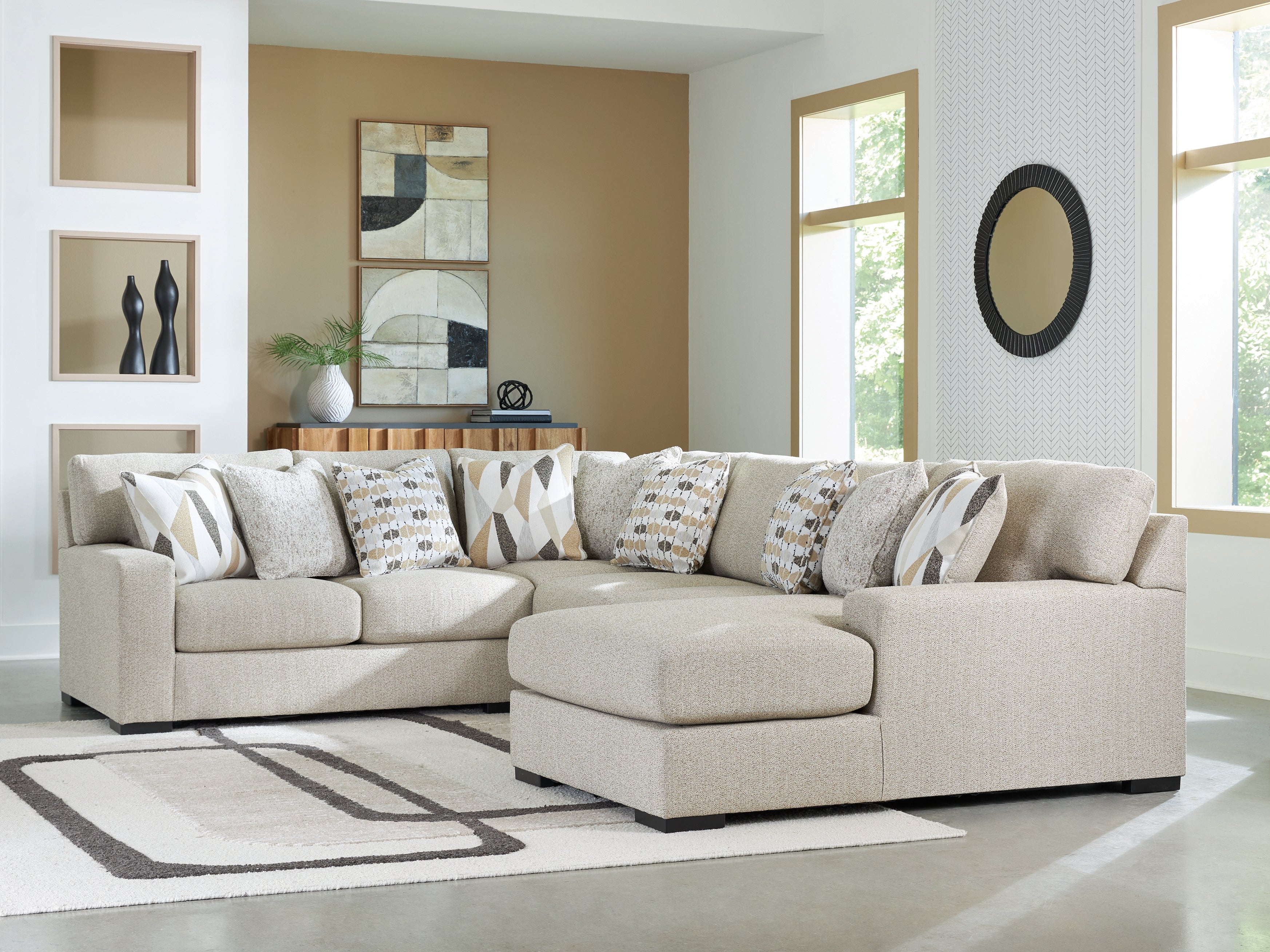 Best Deals Furniture - Ashley Furniture - Laurelgrove Sectional - RAF 4-Piece Sectional with Chaise / Pebble - 75105S2