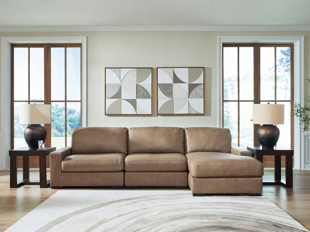 Best Deals Furniture - Ashley Furniture - Veronella 3-Piece Sectional with Chaise - RAF 3-Piece Sectional with Chaise / Sahara - 76106S6