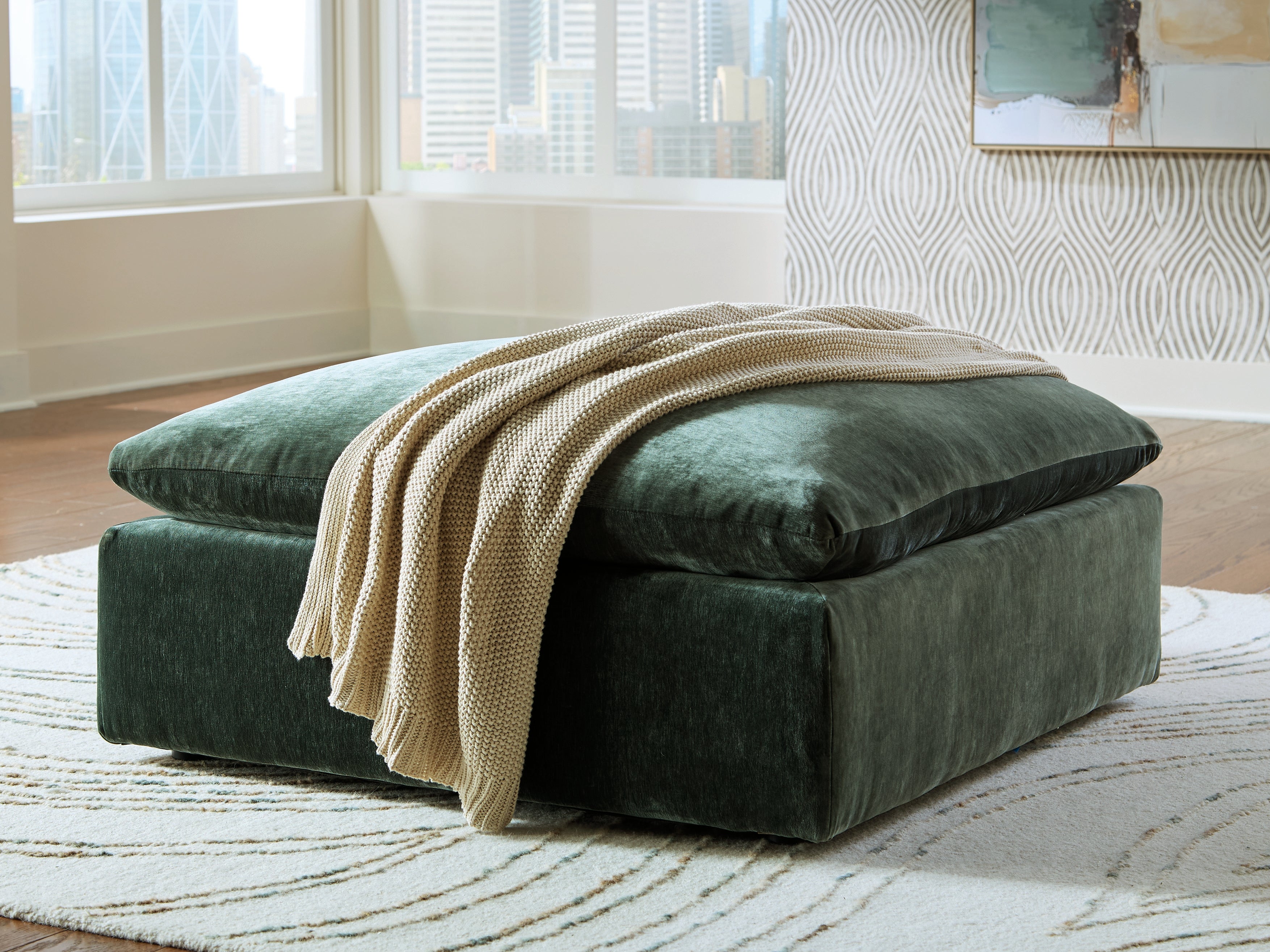 Best Deals Furniture - Ashley Furniture - Carriage View Oversized Accent Ottoman - Oversized Accent Ottoman / Jade - 7800108
