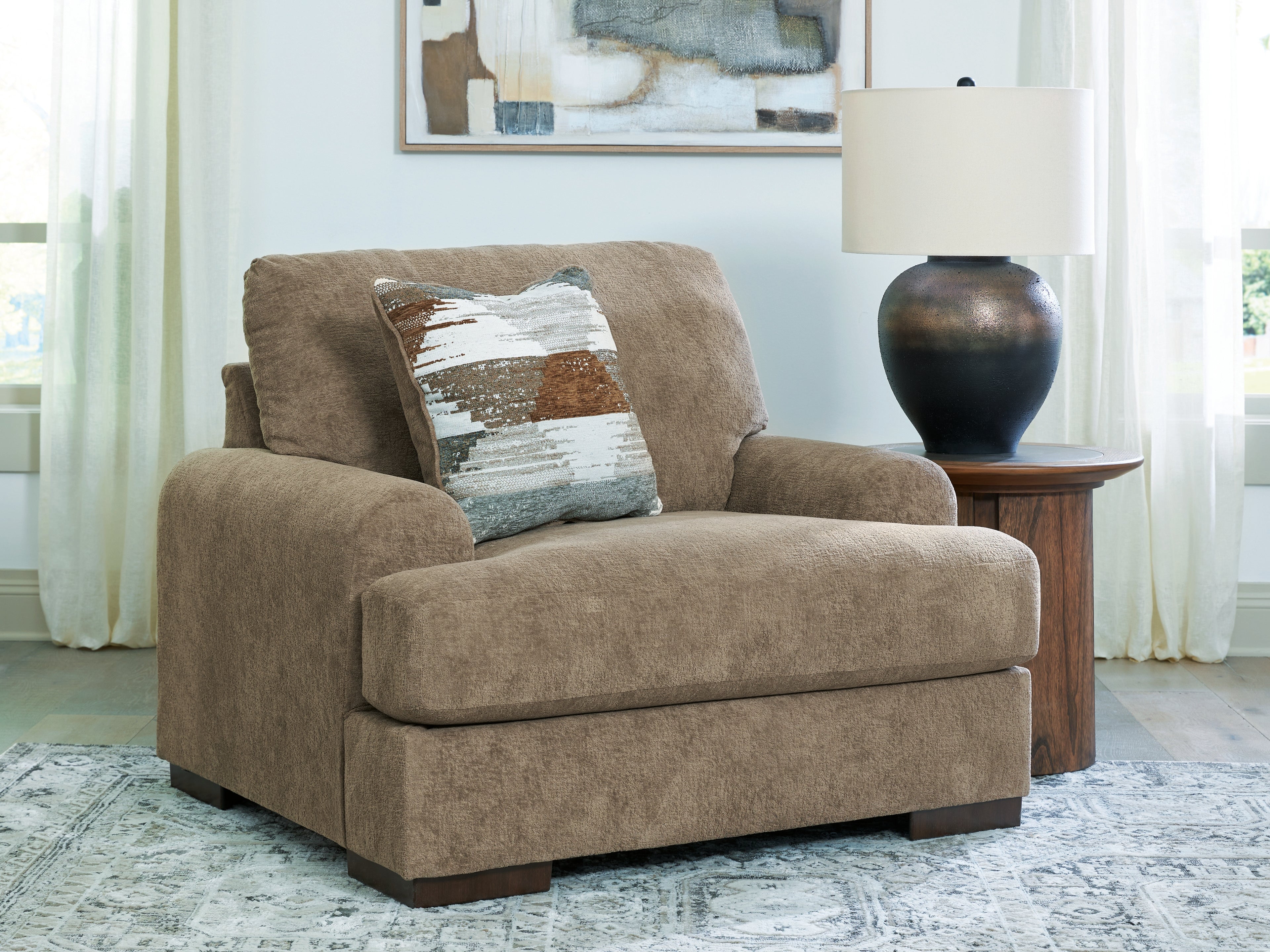 Best Deals Furniture - Ashley Furniture - Jayne Park Oversized Chair - Chair and a Half / Pecan - PC8150523