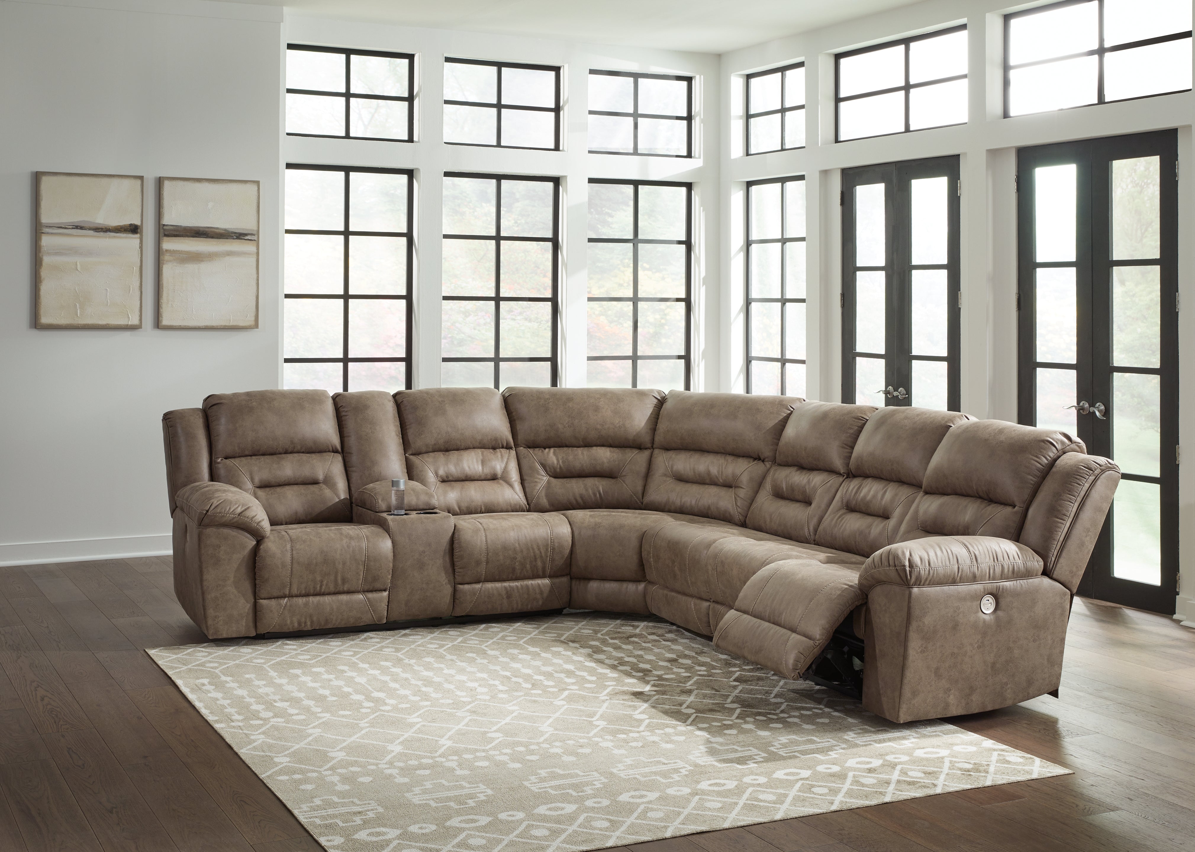 Best Deals Furniture - Ashley Furniture - Ravenel 4-Piece Power Reclining Sectional - 4-Piece Power Reclining Sectional / Fossil - 83106S3