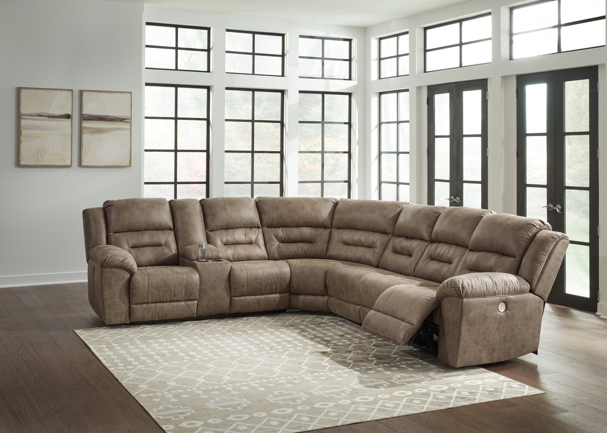 Best Deals Furniture - Ashley Furniture - Ravenel 4-Piece Power Reclining Sectional - 4-Piece Power Reclining Sectional / Fossil - 83106S3