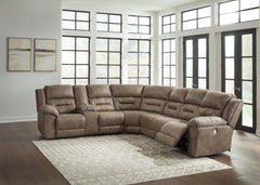 Best Deals Furniture - Ashley Furniture - Ravenel 4-Piece Power Reclining Sectional - 4-Piece Power Reclining Sectional / Fossil - 83106S3