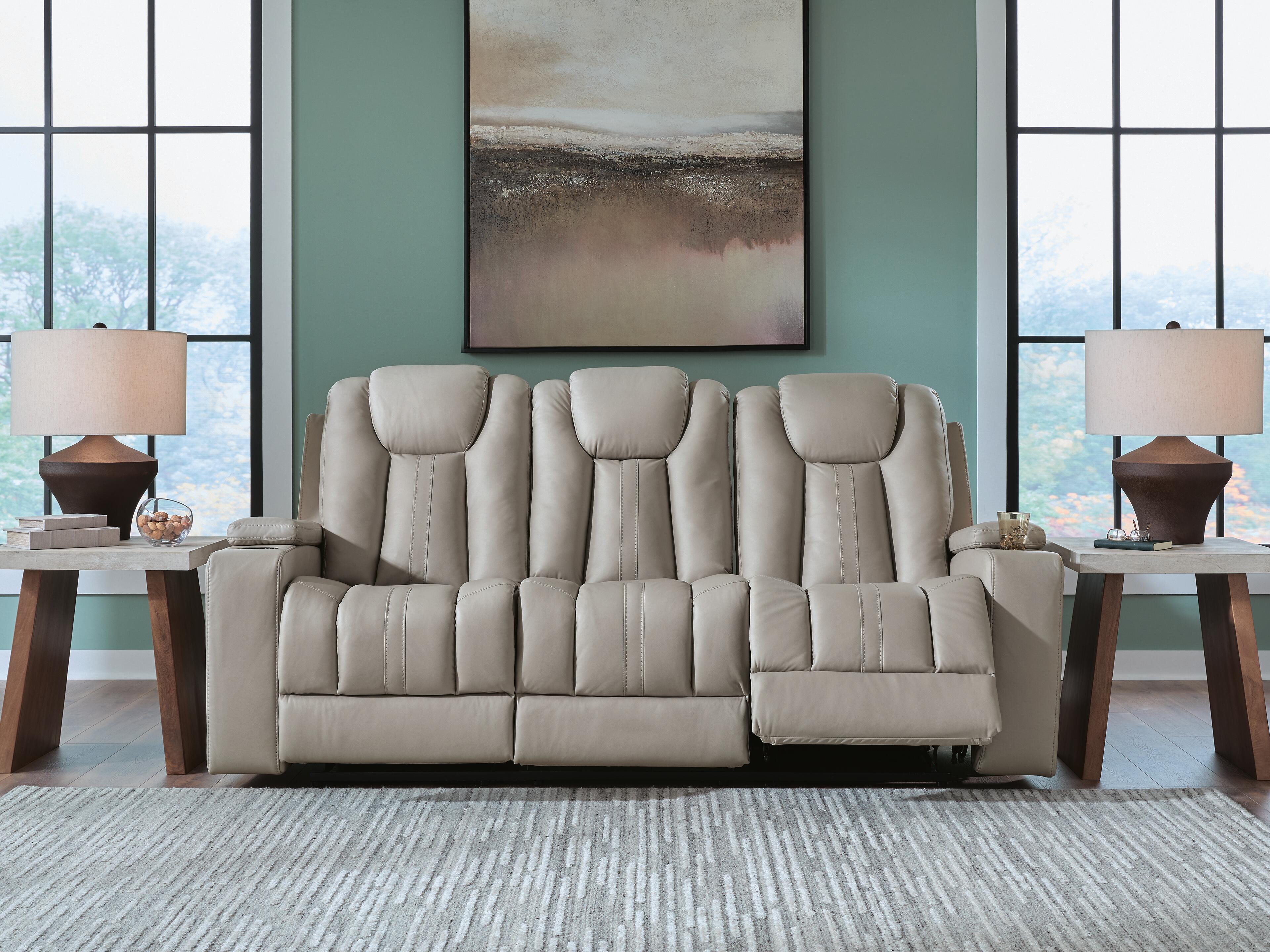 Best Deals Furniture - Ashley Furniture - Elevate Edges Reclining Sofa with Drop Down Table - REC Sofa w/Drop Down Table - PC8330589