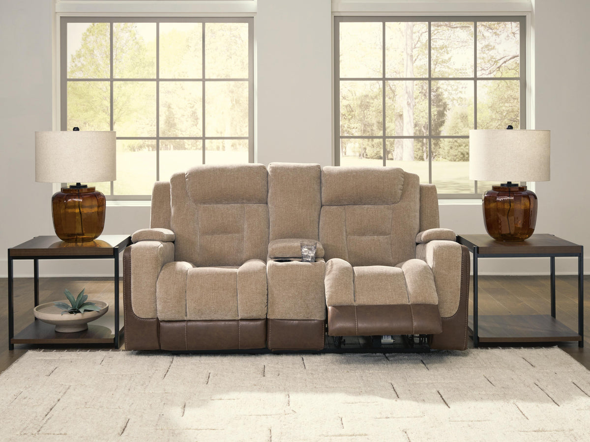 Best Deals Furniture - Ashley Furniture - Mixed Motion Power Reclining Loveseat with Console - PWR REC Loveseat/CON/ADJ HDRST - PC8350418