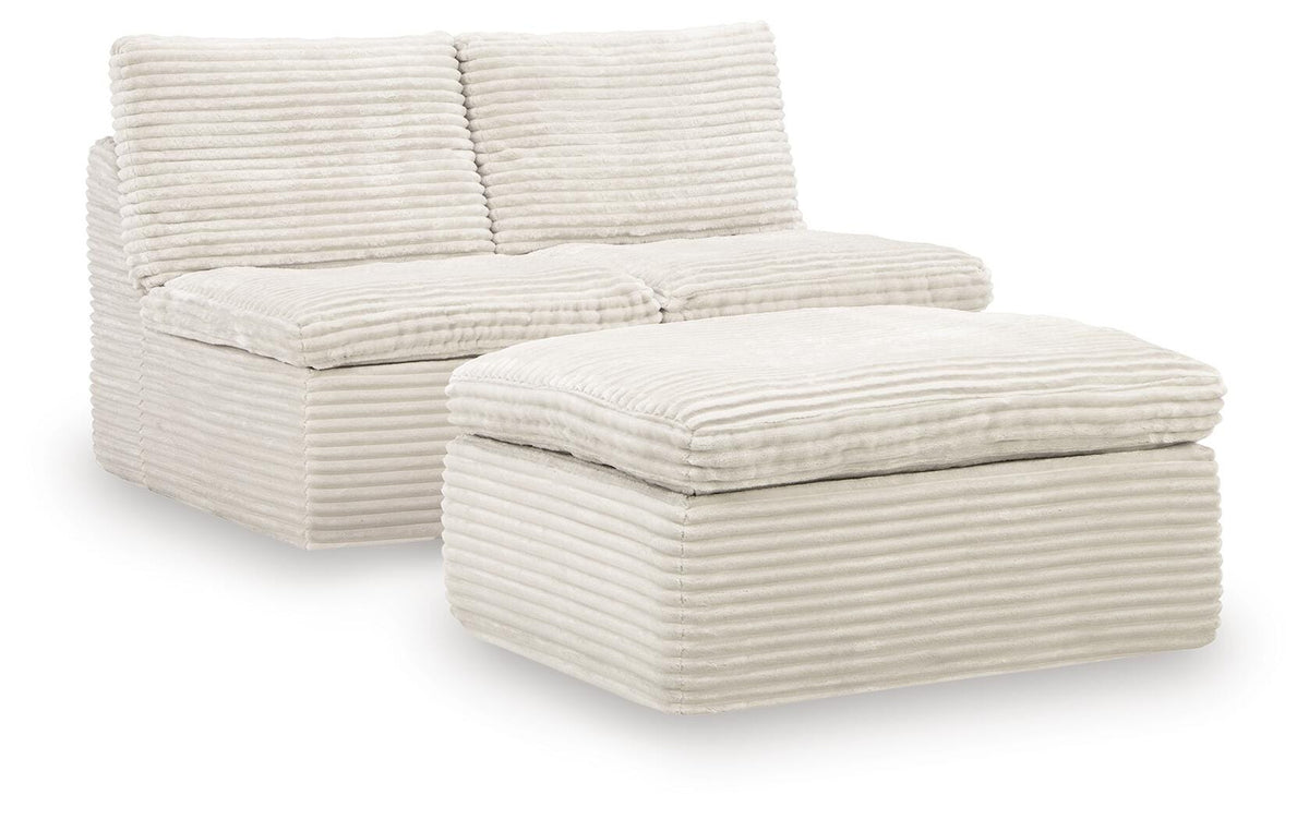 Best Deals Furniture - Ashley Furniture - Fannin Armless Chair with Ottoman - 2 Armless Chairs w/Otto (3/CN) - PC8430431