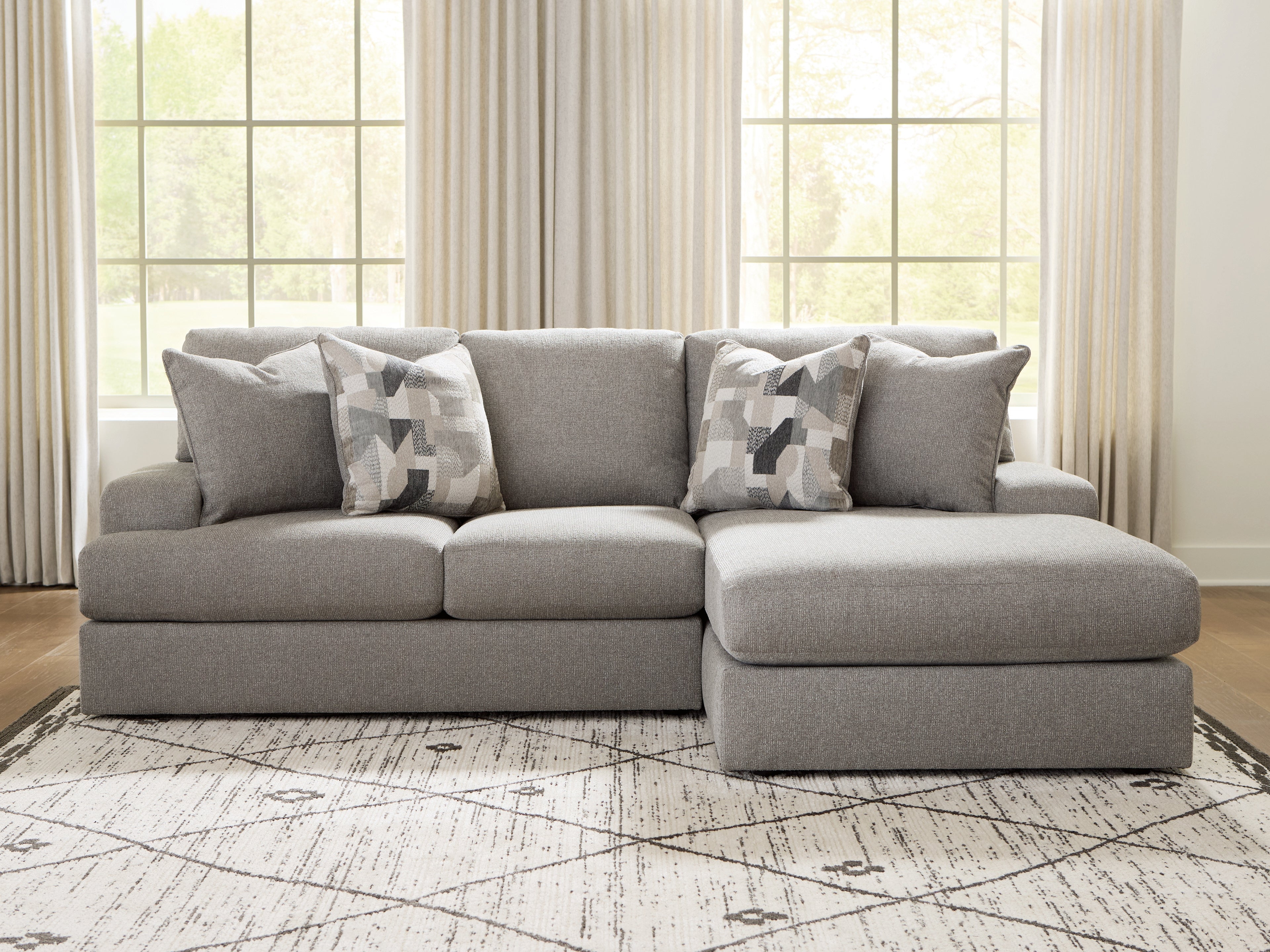 Best Deals Furniture - Ashley Furniture - Lindon 2-Piece Sectional with Chaise - RAF 2-Piece Sectional with Chaise / Smoke - 84704S2