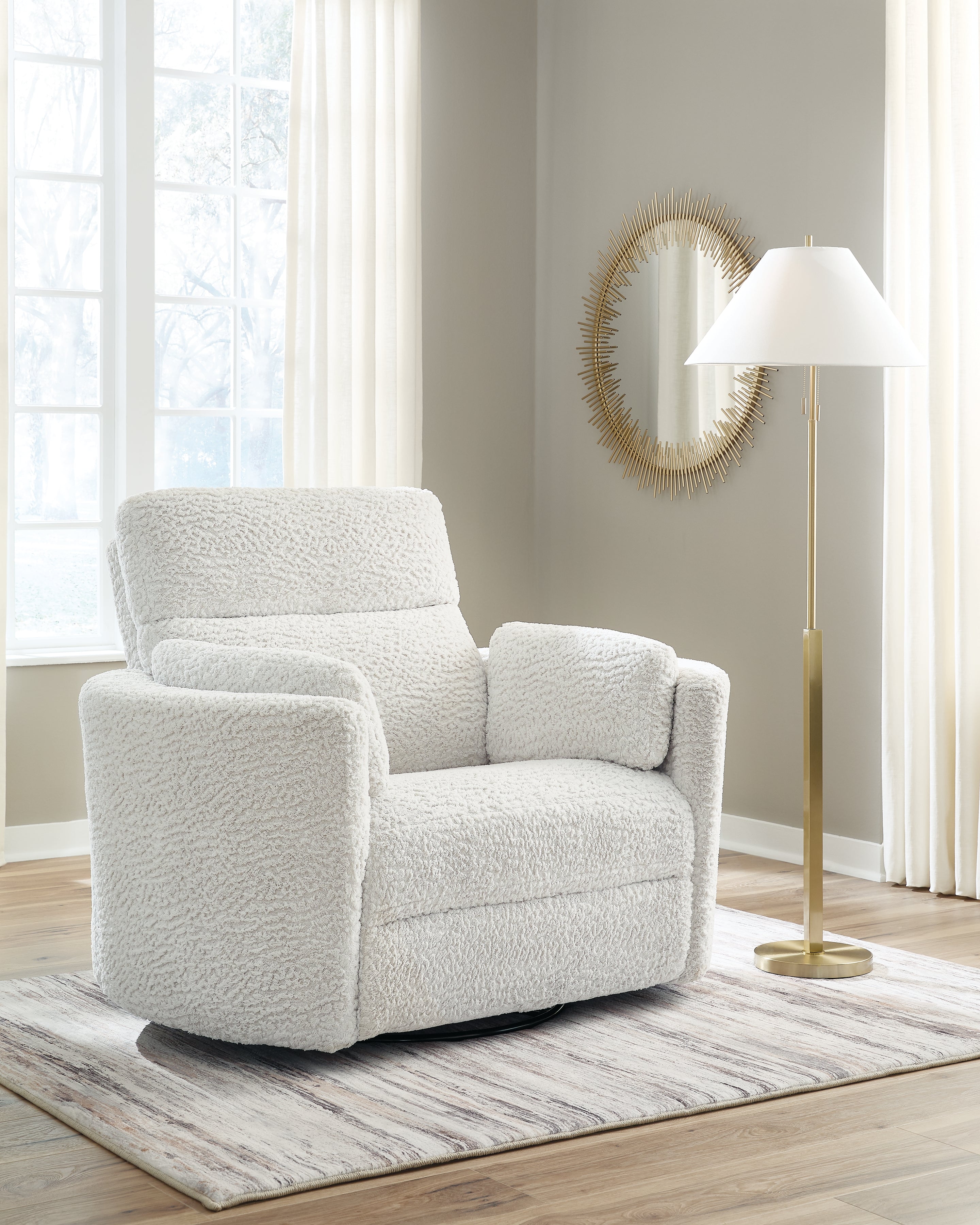 Best Deals Furniture - Ashley Furniture - Gosaldo Swivel Power Glider Recliner - Swivel Glider Power Recliner / Silver - PC8630395