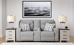 Best Deals Furniture - Ashley Furniture - Biscoe Power Reclining Loveseat with Console - PWR REC Loveseat/CON/ADJ HDRST / Pewter - 9050318