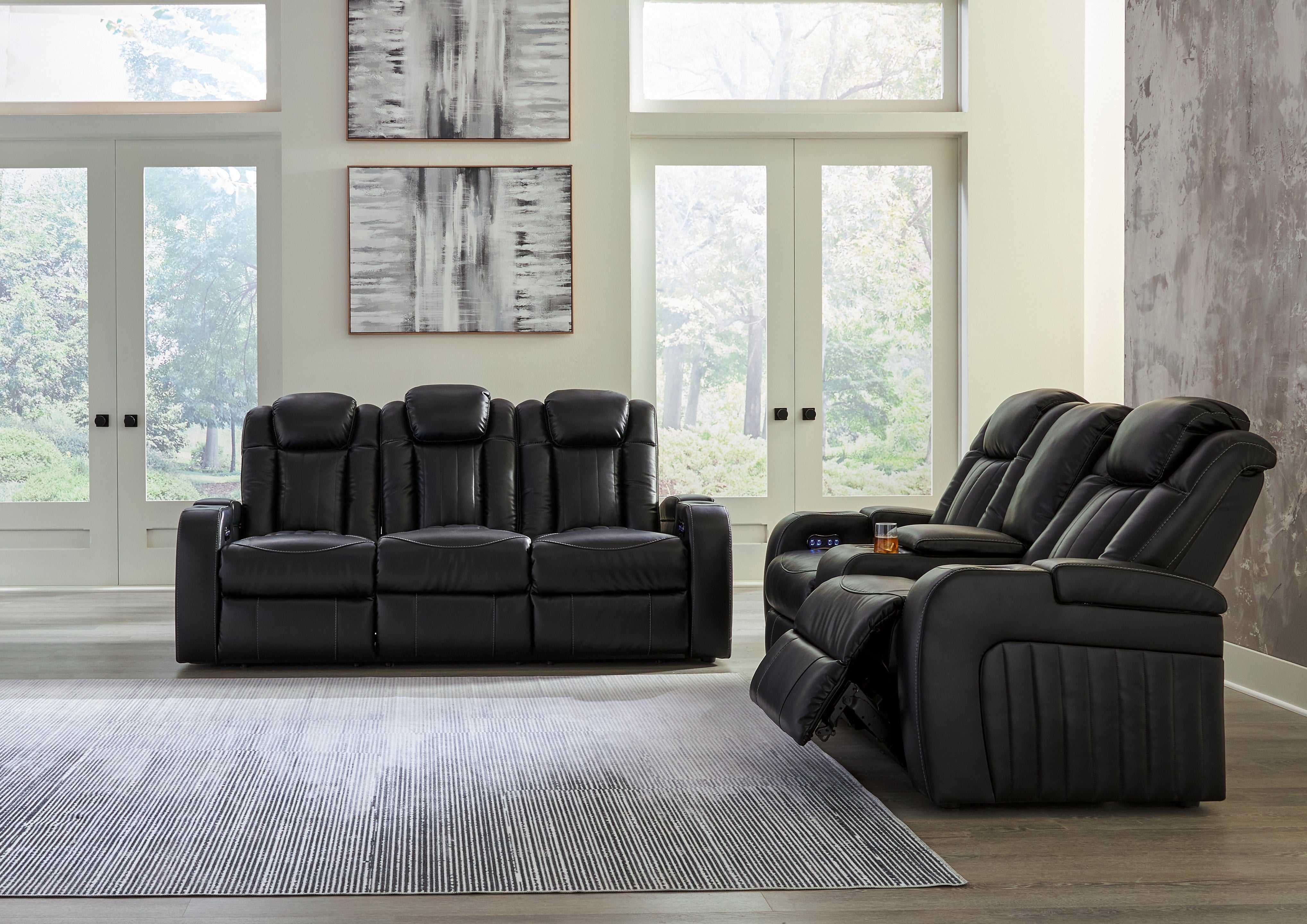 Best Deals Furniture - Ashley Furniture - Caveman Den Power Reclining Sofa and Loveseat - Power Reclining Sofa and Loveseat / Midnight - 90703U1