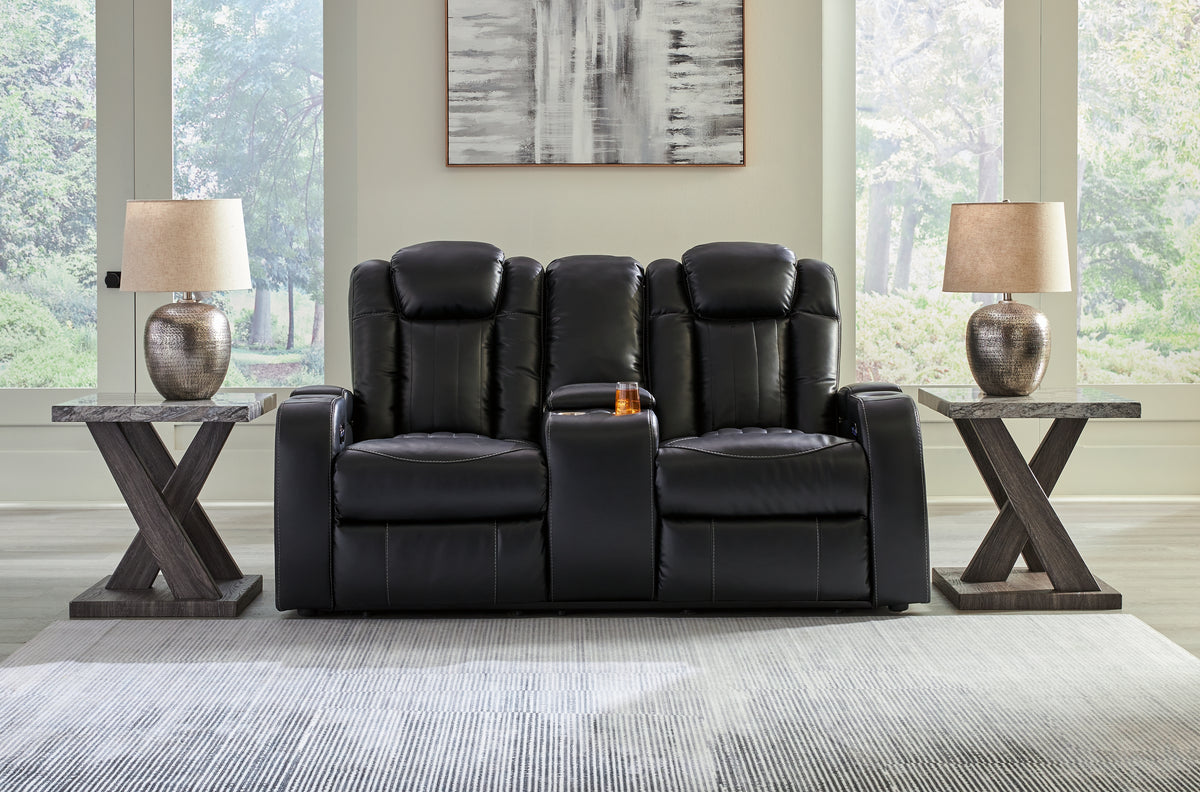 Best Deals Furniture - Ashley Furniture - Caveman Den Power Reclining Loveseat with Console - PWR REC Loveseat/CON/ADJ HDRST / Midnight - 9070318