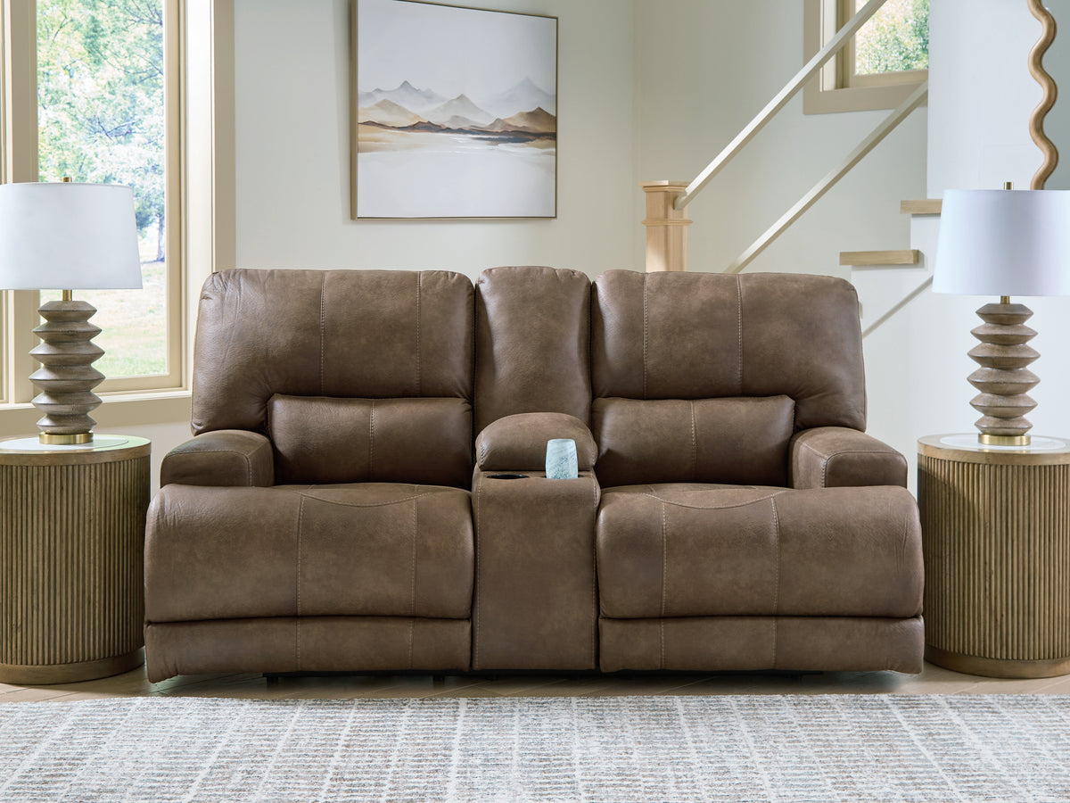 Best Deals Furniture - Ashley Furniture - Beckley Place Living Room - PWR REC Loveseat/CON/ADJ HDRST / Earth - PC9180218