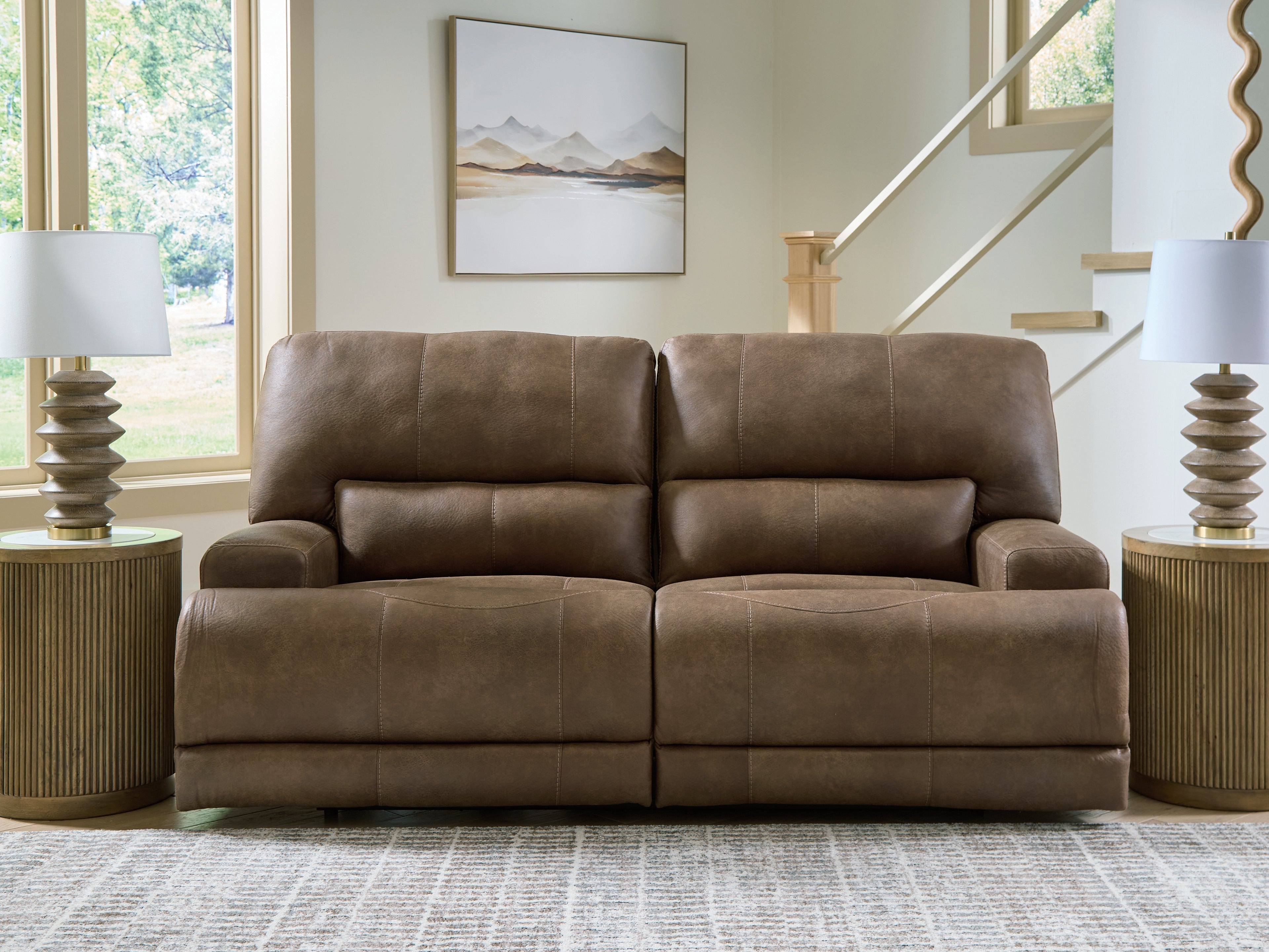 Best Deals Furniture - Ashley Furniture - Beckley Place Living Room - 2 Seat PWR REC Sofa ADJ HDREST / Earth - PC9180247