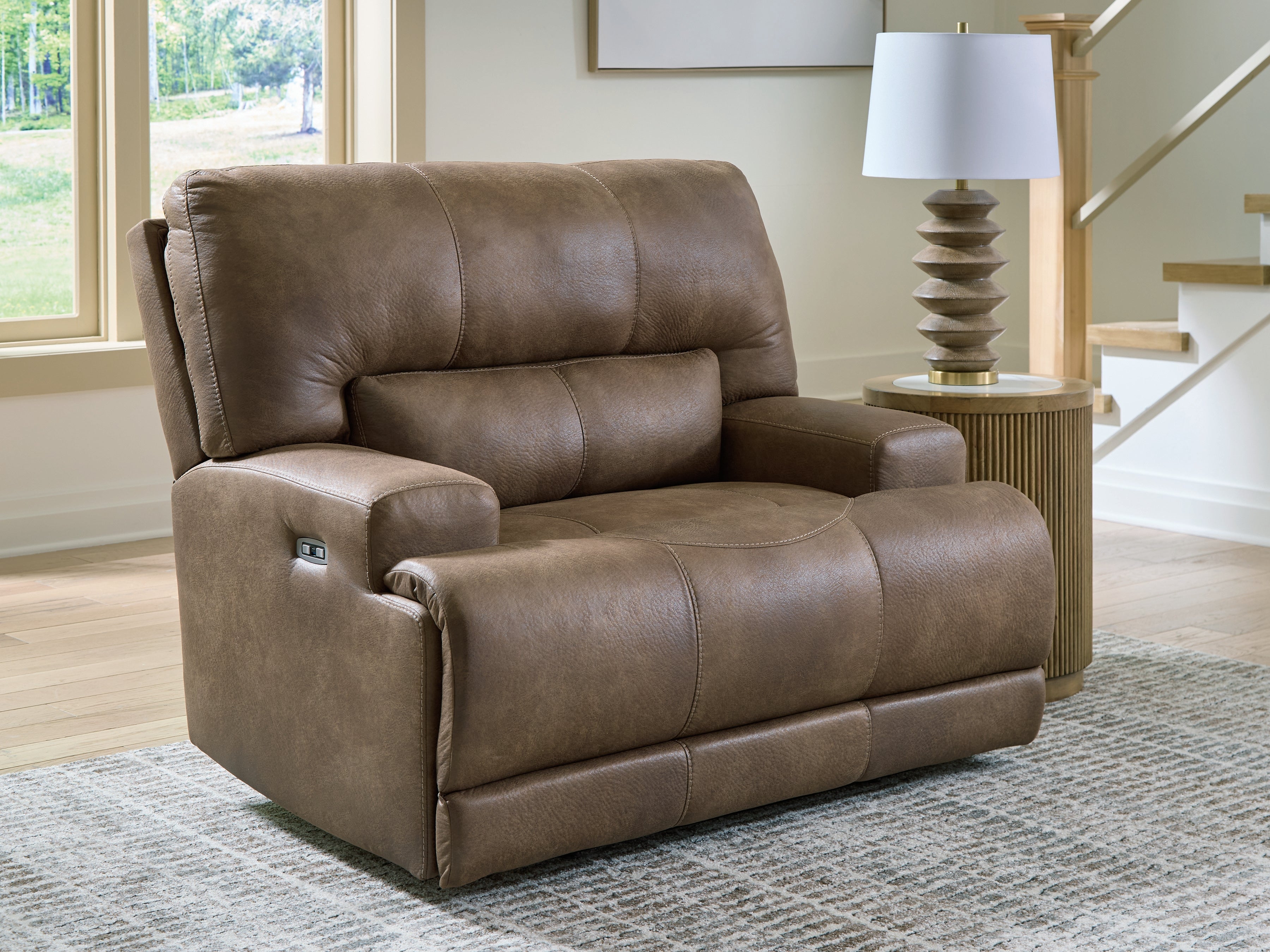 Best Deals Furniture - Ashley Furniture - Beckley Place Living Room - PWR Recliner/ADJ Headrest / Earth - PC9180282