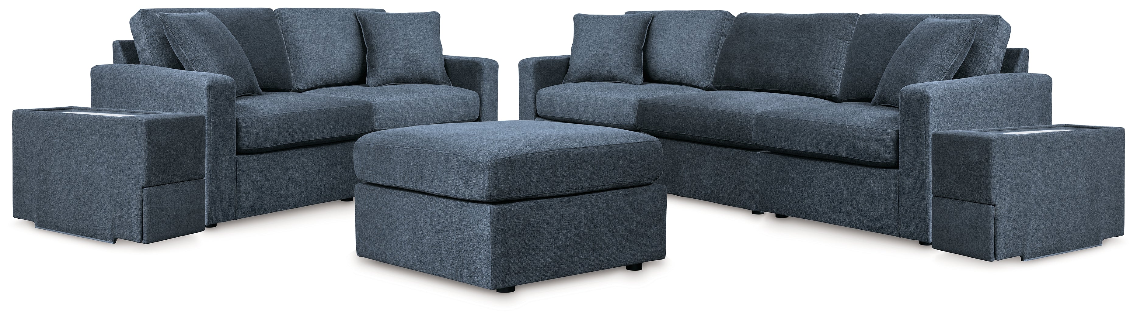 Best Deals Furniture - Ashley Furniture - Modmax 4-Piece Sectional Sofa, 3-Piece Sectional Loveseat and Ottoman - 4-Piece Sectional Sofa, 3-Piece Sectional Loveseat and Ottoman / Ink - 92101U24