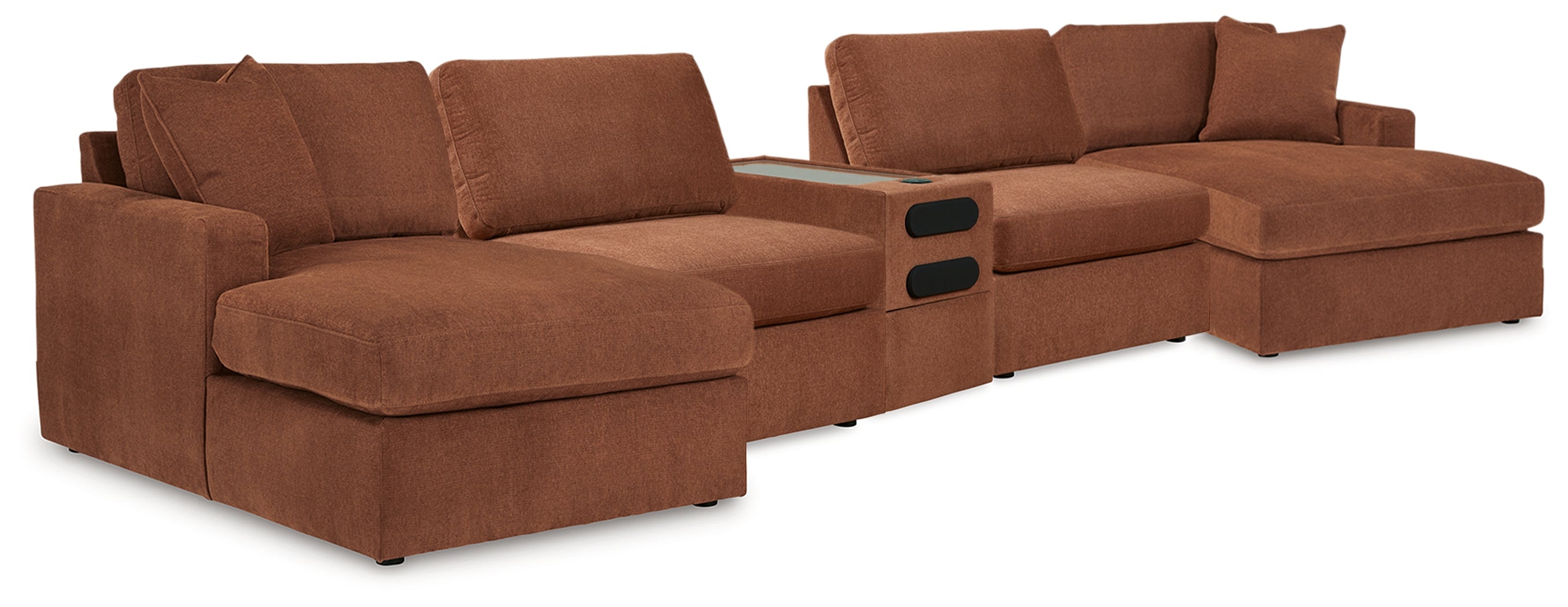Best Deals Furniture - Ashley Furniture - Modmax 5 Piece Sectional with Audio Console - RAF 5 Piece Sectional with Audio Console / Spice - 92102S70