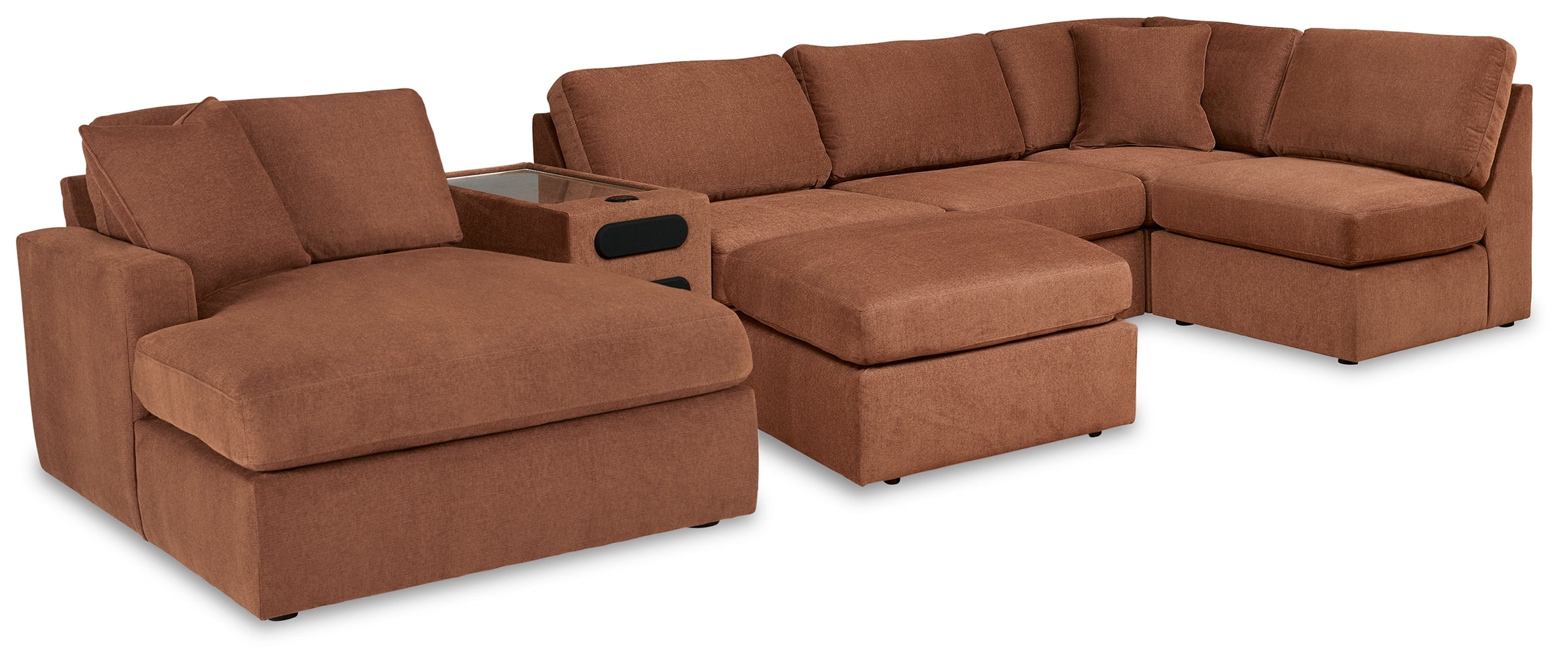 Best Deals Furniture - Ashley Furniture - Modmax 6-Piece Sectional with Chaise and Ottoman - 6-Piece Sectional with Chaise and Ottoman / Spice - 92102U9