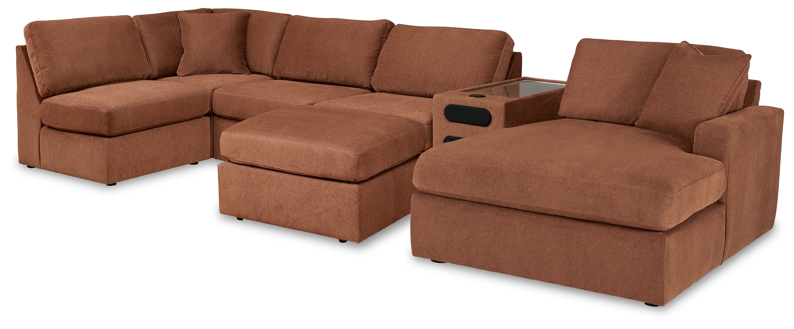 Best Deals Furniture - Ashley Furniture - Modmax 6-Piece Sectional with Chaise and Ottoman - 6-Piece Sectional with Chaise and Ottoman / Spice - 92102U10