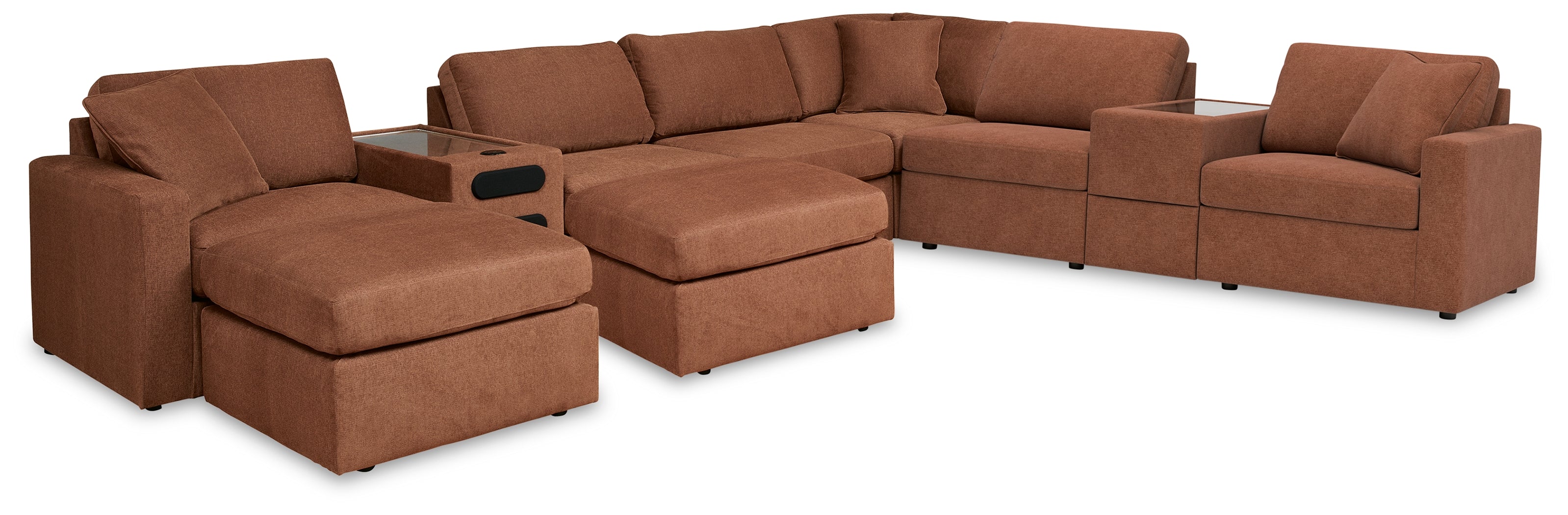 Best Deals Furniture - Ashley Furniture - Modmax 8-Piece Sectional and 2 Ottomans - 8-Piece Sectional and 2 Ottomans / Spice - 92102U13