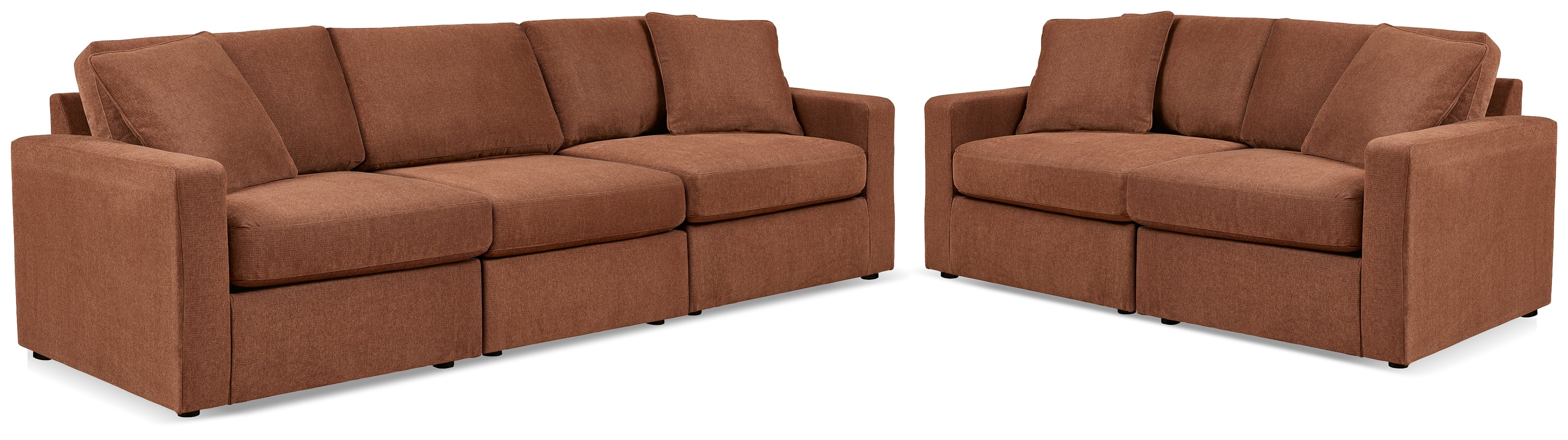 Best Deals Furniture - Ashley Furniture - Modmax 3-Piece Sectional Sofa and 2-Piece Sectional Loveseat - 3-Piece Sectional Sofa and 2-Piece Sectional Loveseat / Spice - 92102U20