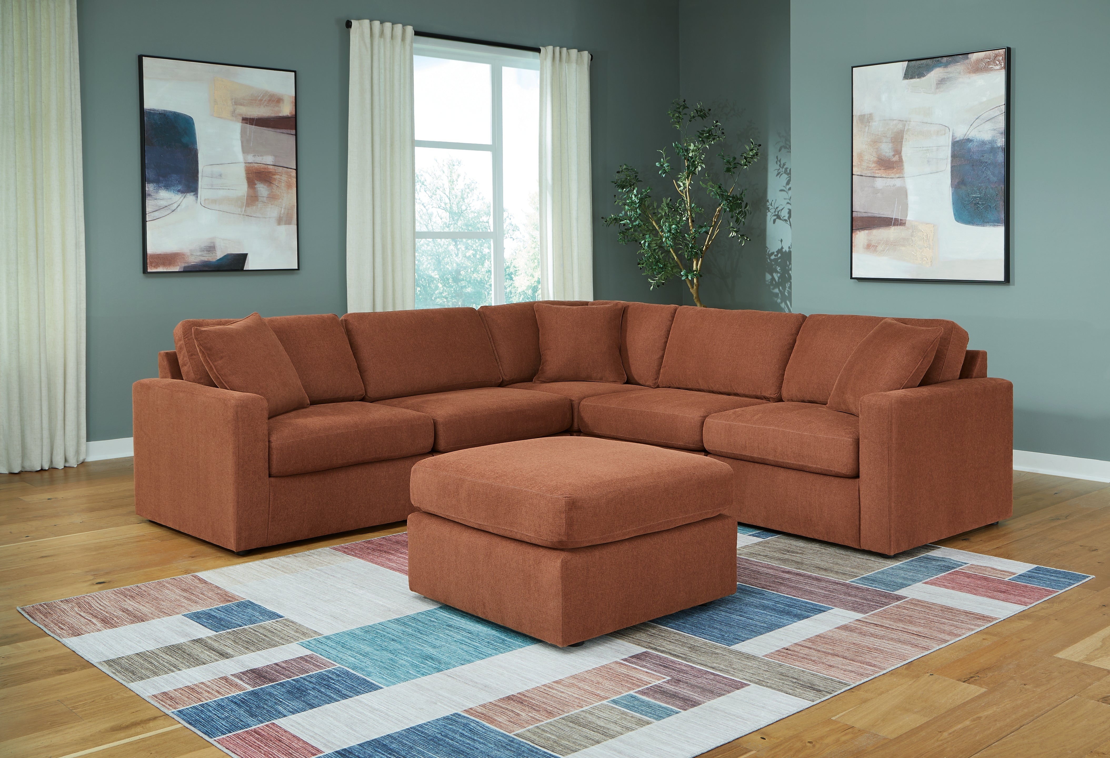 Best Deals Furniture - Ashley Furniture - Modmax 5-Piece Sectional and Ottoman - 5-Piece Sectional and Ottoman / Spice - 92102U14