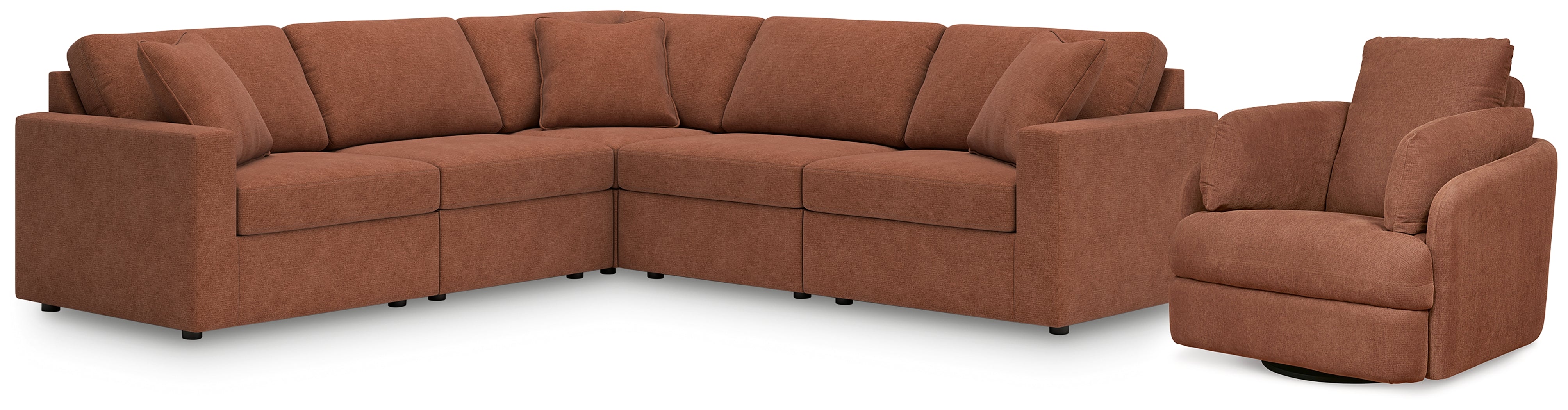Best Deals Furniture - Ashley Furniture - Modmax 5-Piece Sectional and Swivel Glider Recliner - 5-Piece Sectional and Swivel Glider Recliner / Spice - 92102U15