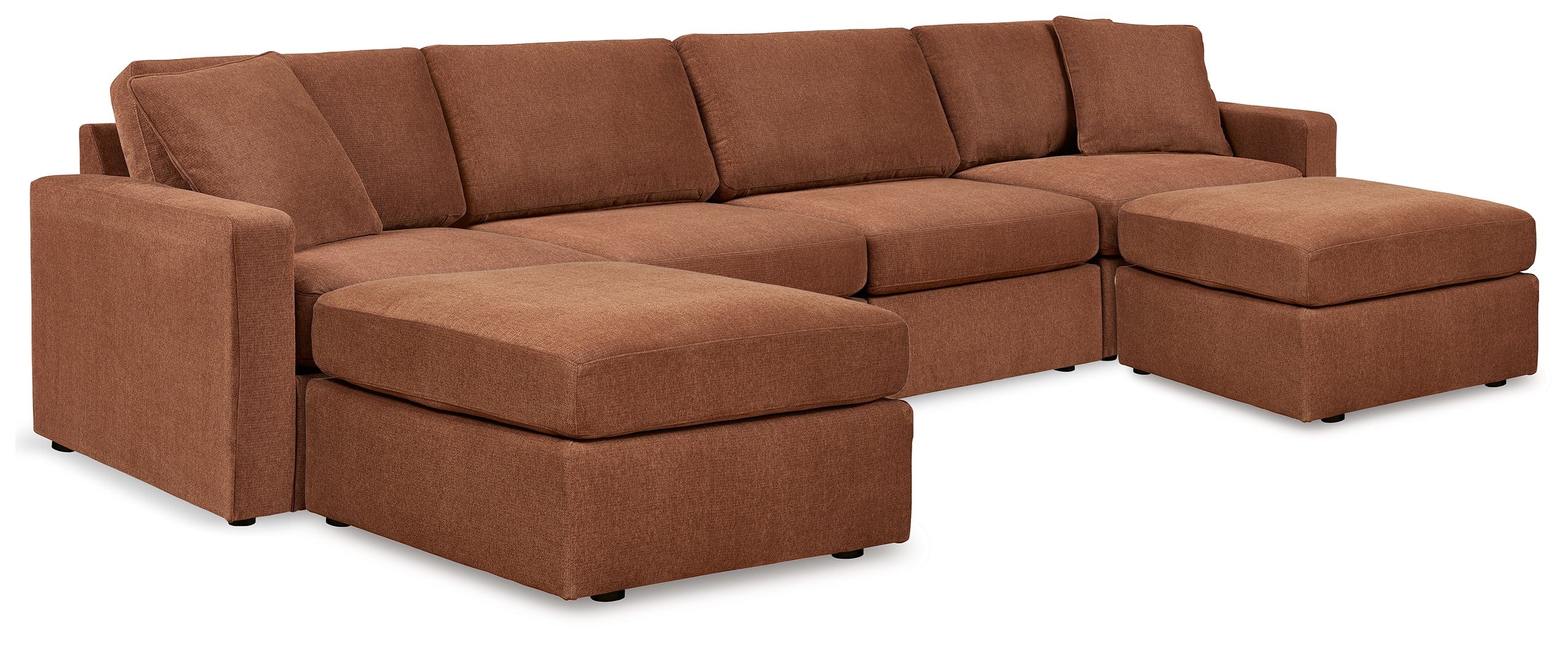 Best Deals Furniture - Ashley Furniture - Modmax 4-Piece Sectional and 2 Ottomans - 4-Piece Sectional and 2 Ottomans / Spice - 92102U1