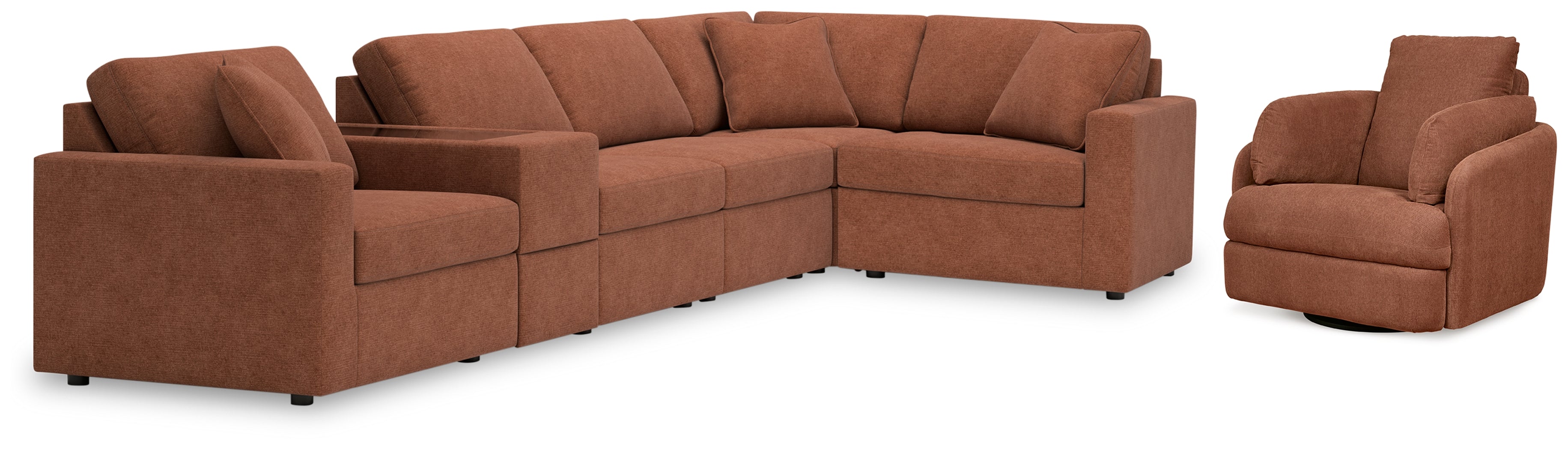 Best Deals Furniture - Ashley Furniture - Modmax 6-Piece Sectional and Swivel Glider Recliner - 6-Piece Sectional and Swivel Glider Recliner / Spice - 92102U17