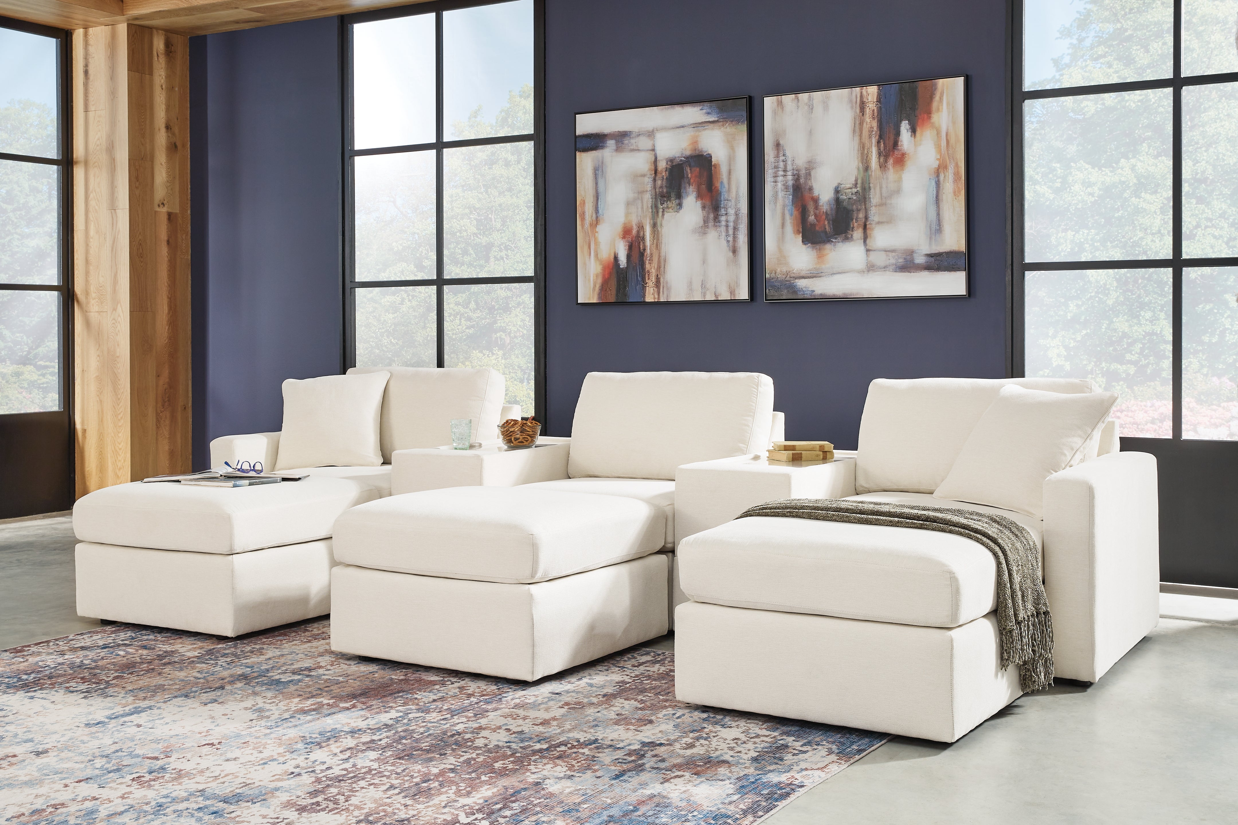 Best Deals Furniture - Ashley Furniture - Modmax 5-Piece Sectional and 3 Ottomans - 5-Piece Sectional and 3 Ottomans / Oyster - 92103U19