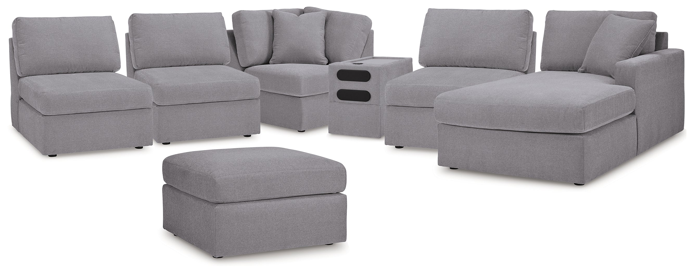 Best Deals Furniture - Ashley Furniture - Modmax 6-Piece Sectional with Chaise and Ottoman - 6-Piece Sectional with Chaise and Ottoman / Granite - 92104U10