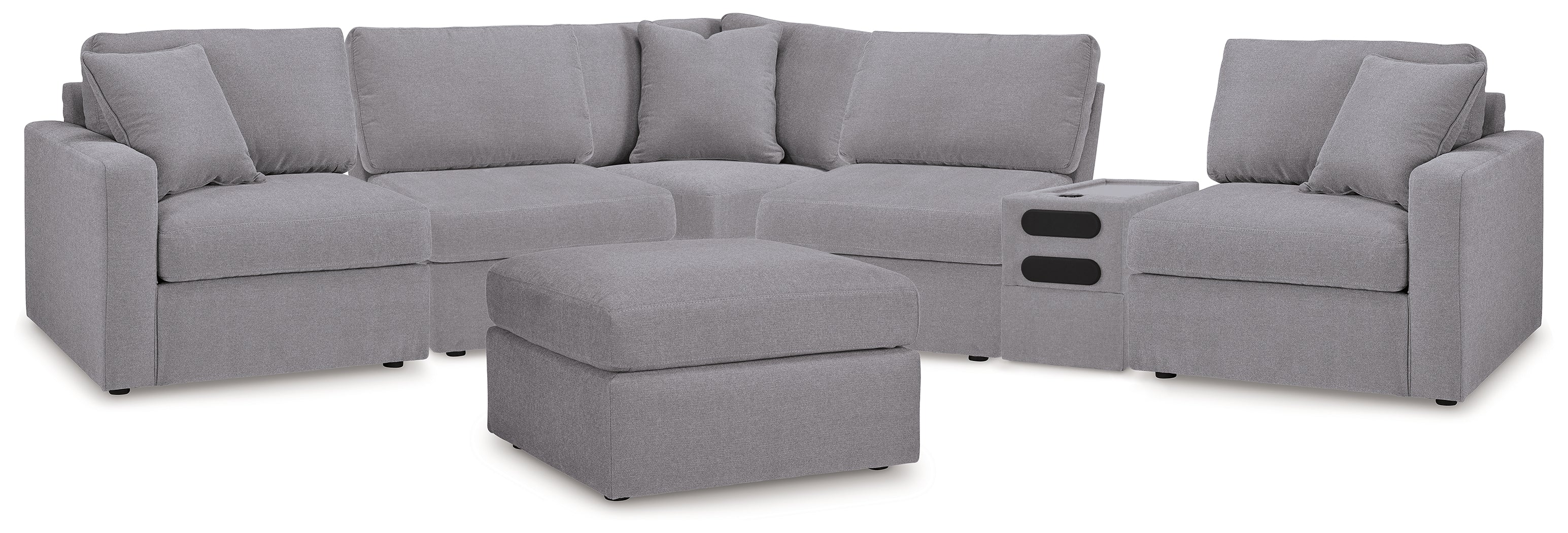 Best Deals Furniture - Ashley Furniture - Modmax 6-Piece Sectional and Oversized Accent Ottoman - 6-Piece Sectional and Oversized Accent Ottoman / Granite - 92104U25
