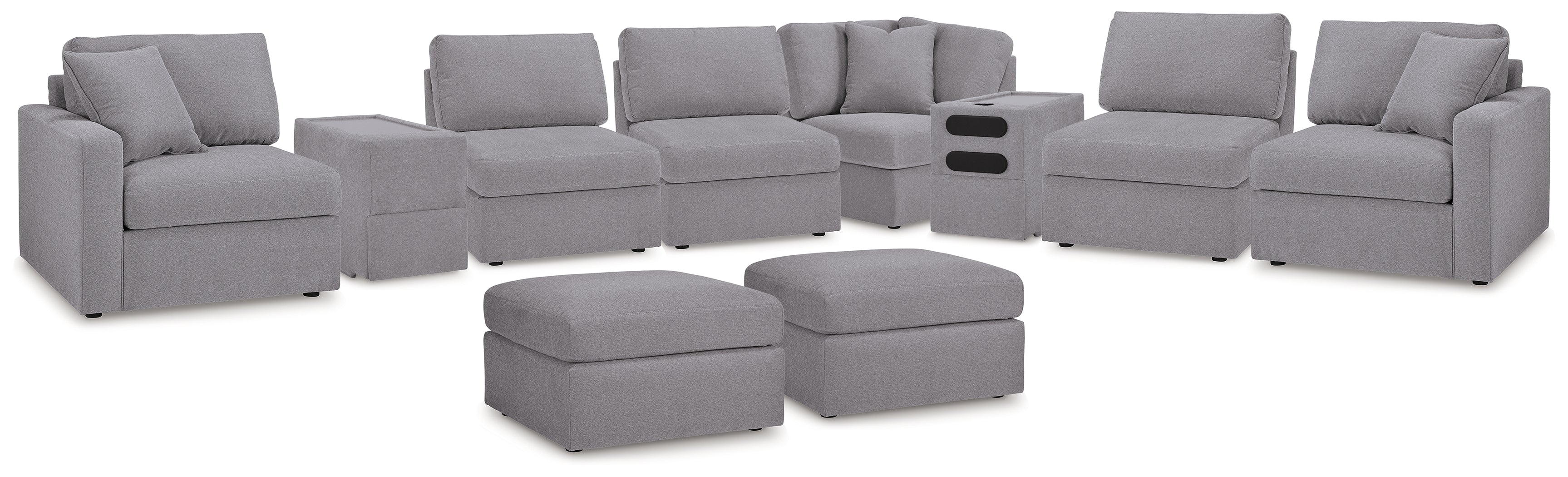 Best Deals Furniture - Ashley Furniture - Modmax 8-Piece Sectional and 2 Ottomans - 8-Piece Sectional and 2 Ottomans / Granite - 92104U13