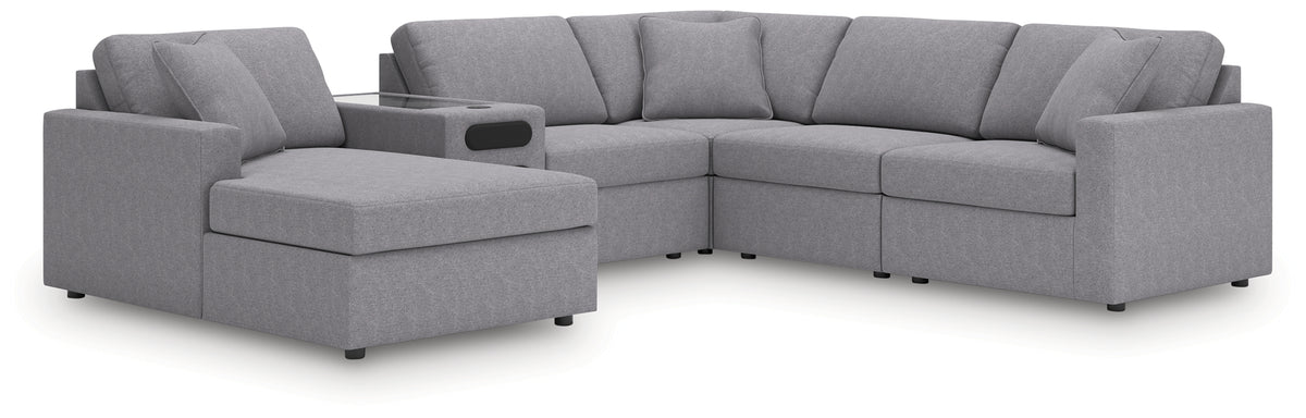 Best Deals Furniture - Ashley Furniture - Modmax 6-Piece Sectional with Audio System and Chaise - RAF 6-Piece Sectional with Audio System and Chaise / Oyster - 92103S50