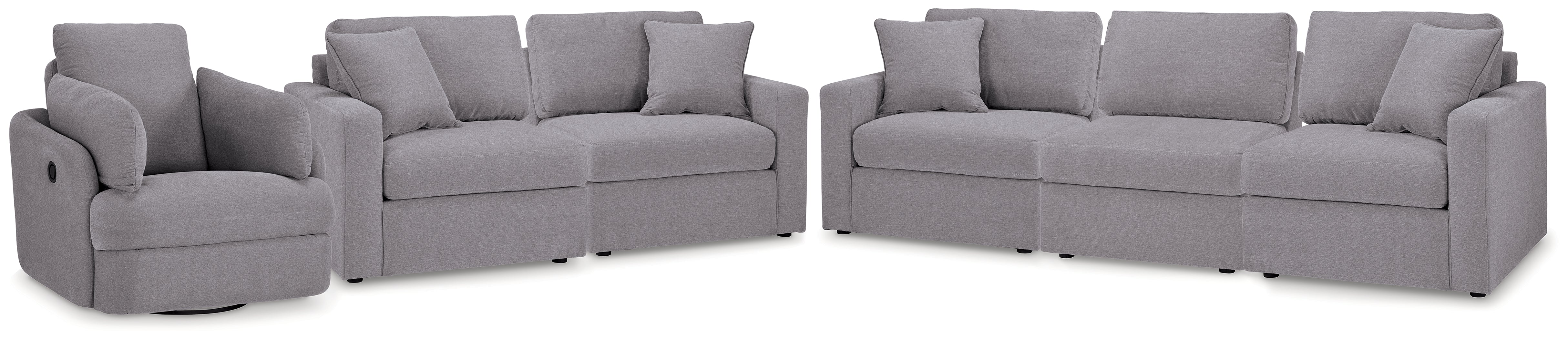 Best Deals Furniture - Ashley Furniture - Modmax 3-Piece Sectional Sofa, 2-Piece Sectional Loveseat and Swivel Glider Recliner - 3-Piece Sectional Sofa, 2-Piece Sectional Loveseat and Swivel Glider Recliner / Granite - 92104U21