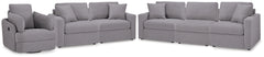 Best Deals Furniture - Ashley Furniture - Modmax 3-Piece Sectional Sofa, 2-Piece Sectional Loveseat and Swivel Glider Recliner - 3-Piece Sectional Sofa, 2-Piece Sectional Loveseat and Swivel Glider Recliner / Granite - 92104U21