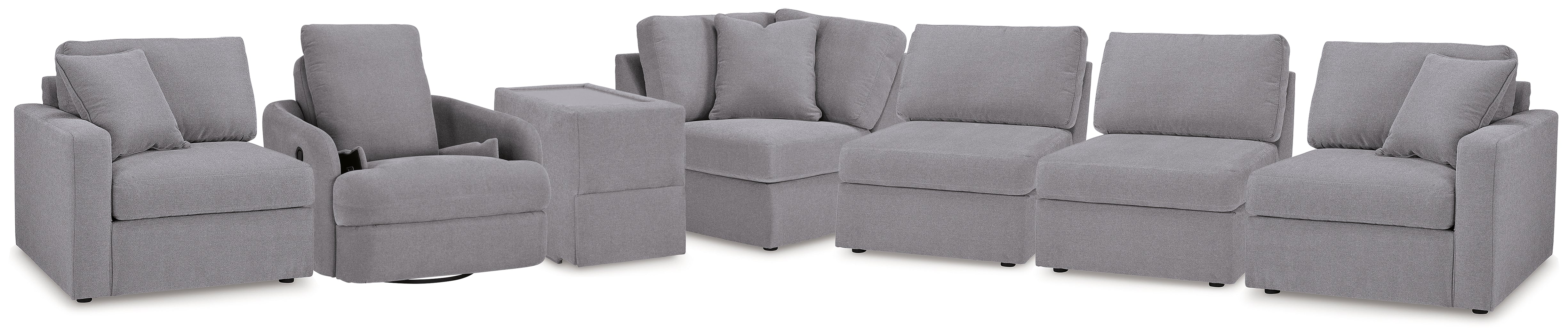 Best Deals Furniture - Ashley Furniture - Modmax 6-Piece Sectional and Swivel Glider Recliner - 6-Piece Sectional and Swivel Glider Recliner / Granite - 92104U17
