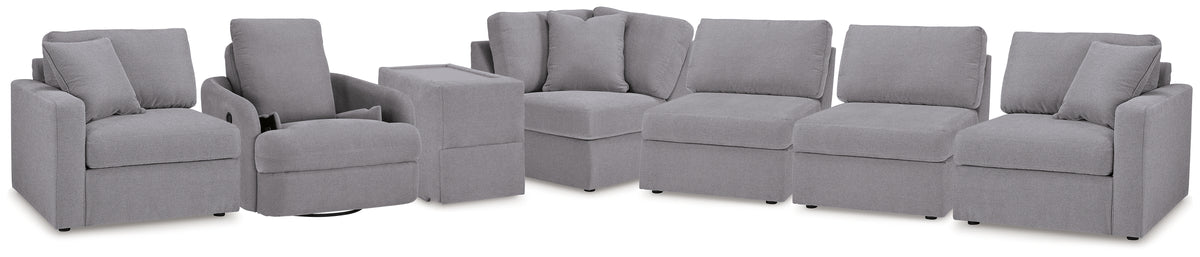 Best Deals Furniture - Ashley Furniture - Modmax 6-Piece Sectional and Swivel Glider Recliner - 6-Piece Sectional and Swivel Glider Recliner / Granite - 92104U17