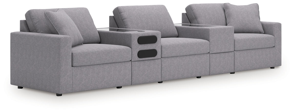 Best Deals Furniture - Ashley Furniture - Modmax 5-Piece Sectional with Audio System - RAF 5-Piece Sectional with Audio System / Granite - 92104S64