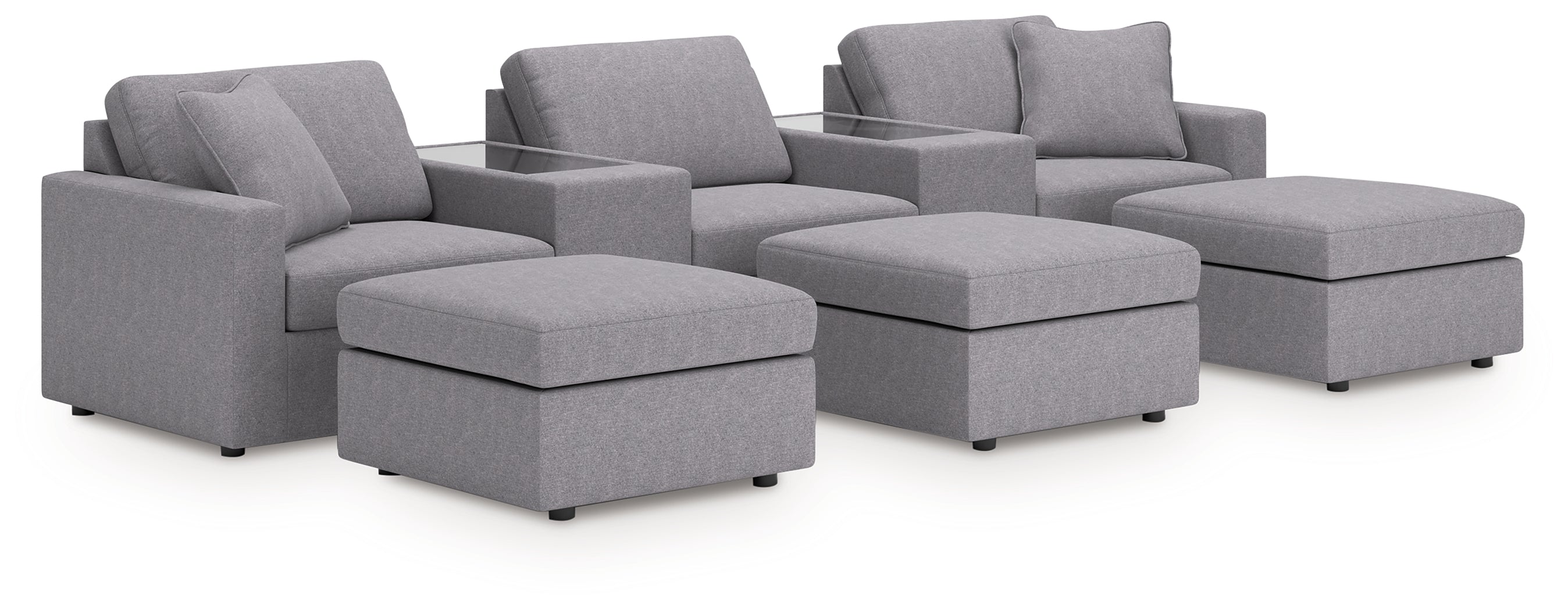Best Deals Furniture - Ashley Furniture - Modmax 5-Piece Sectional and 3 Ottomans - 5-Piece Sectional and 3 Ottomans / Granite - 92104U19
