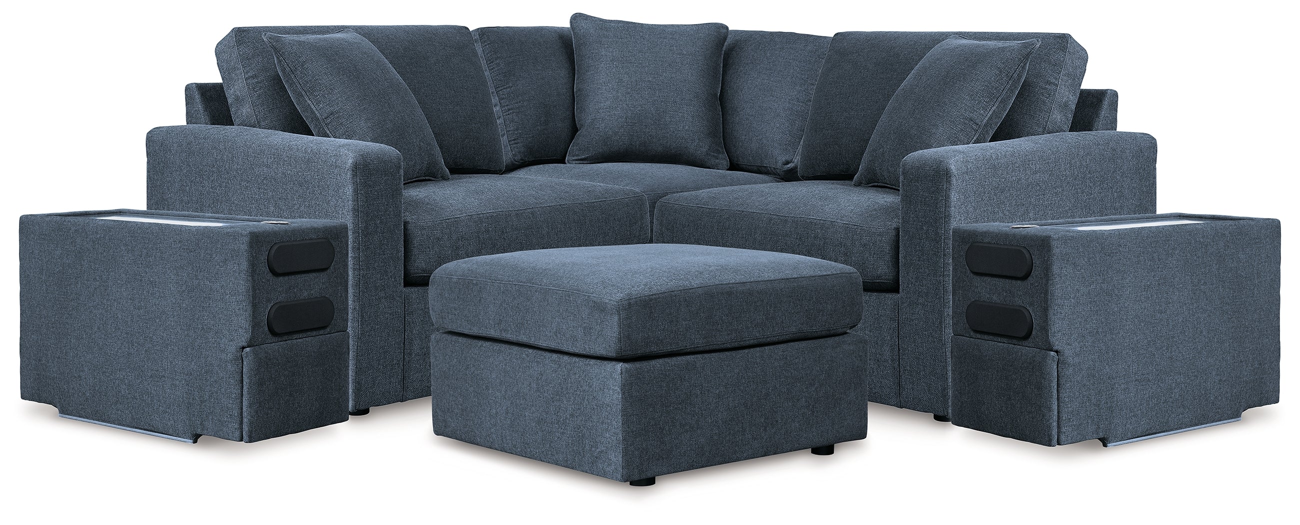 Best Deals Furniture - Ashley Furniture - Modmax 5-Piece Sectional with Audio Console and Ottoman - 5-Piece Sectional with Audio Console and Ottoman / Ink - 92121U24