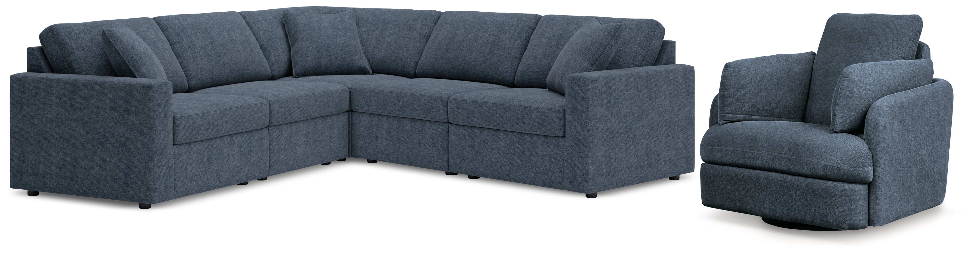 Best Deals Furniture - Ashley Furniture - Modmax 5-Piece Sectional and Swivel Glider Recliner - 5-Piece Sectional and Swivel Glider Recliner / Ink - 92121U15