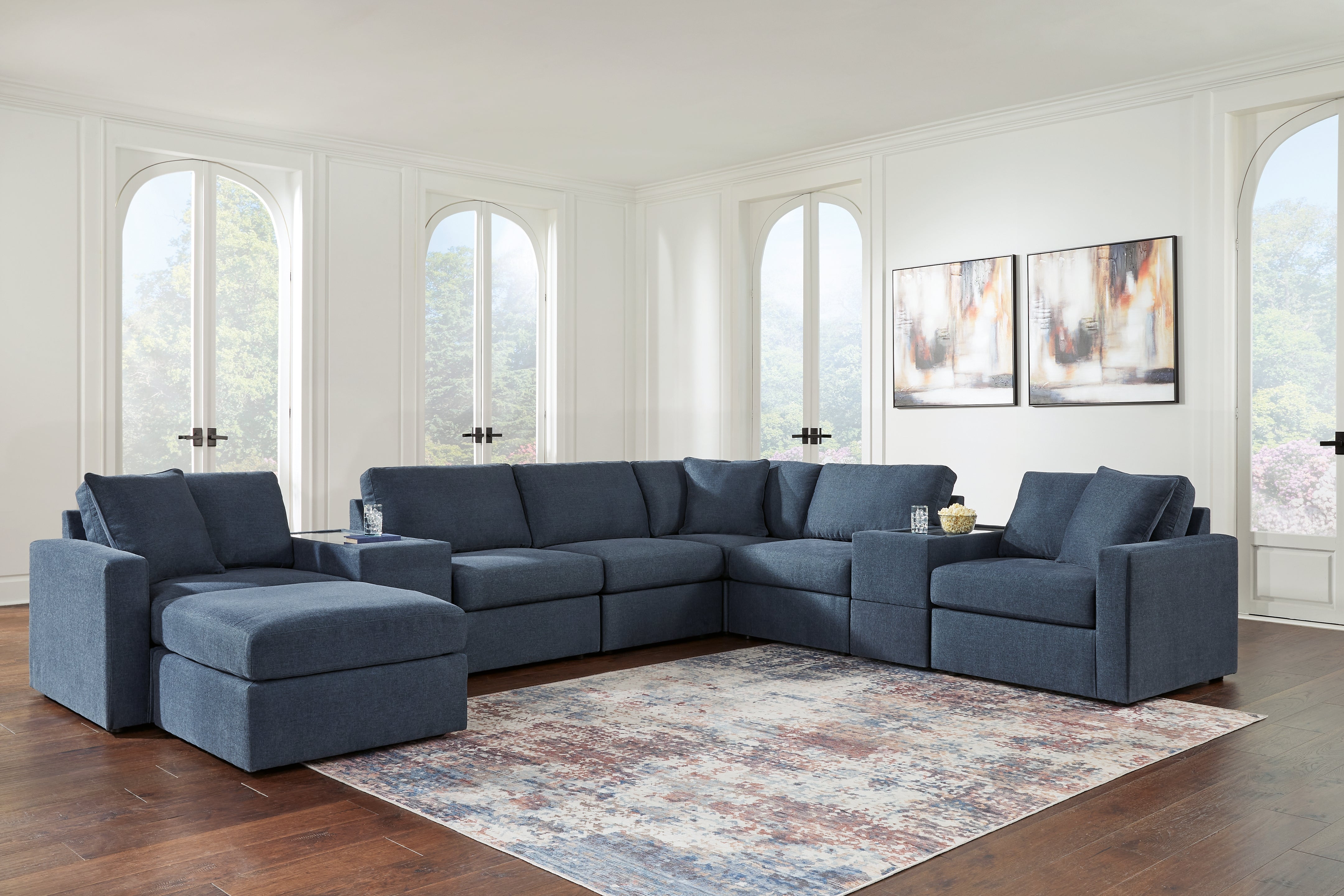 Best Deals Furniture - Ashley Furniture - Modmax 8-Piece Sectional and Ottoman - 8-Piece Sectional and Ottoman / Ink - 92121U3