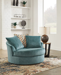 Best Deals Furniture - Ashley Furniture - Laylabrook Oversized Swivel Accent Chair - Oversized Swivel Accent Chair / Teal - 9220621